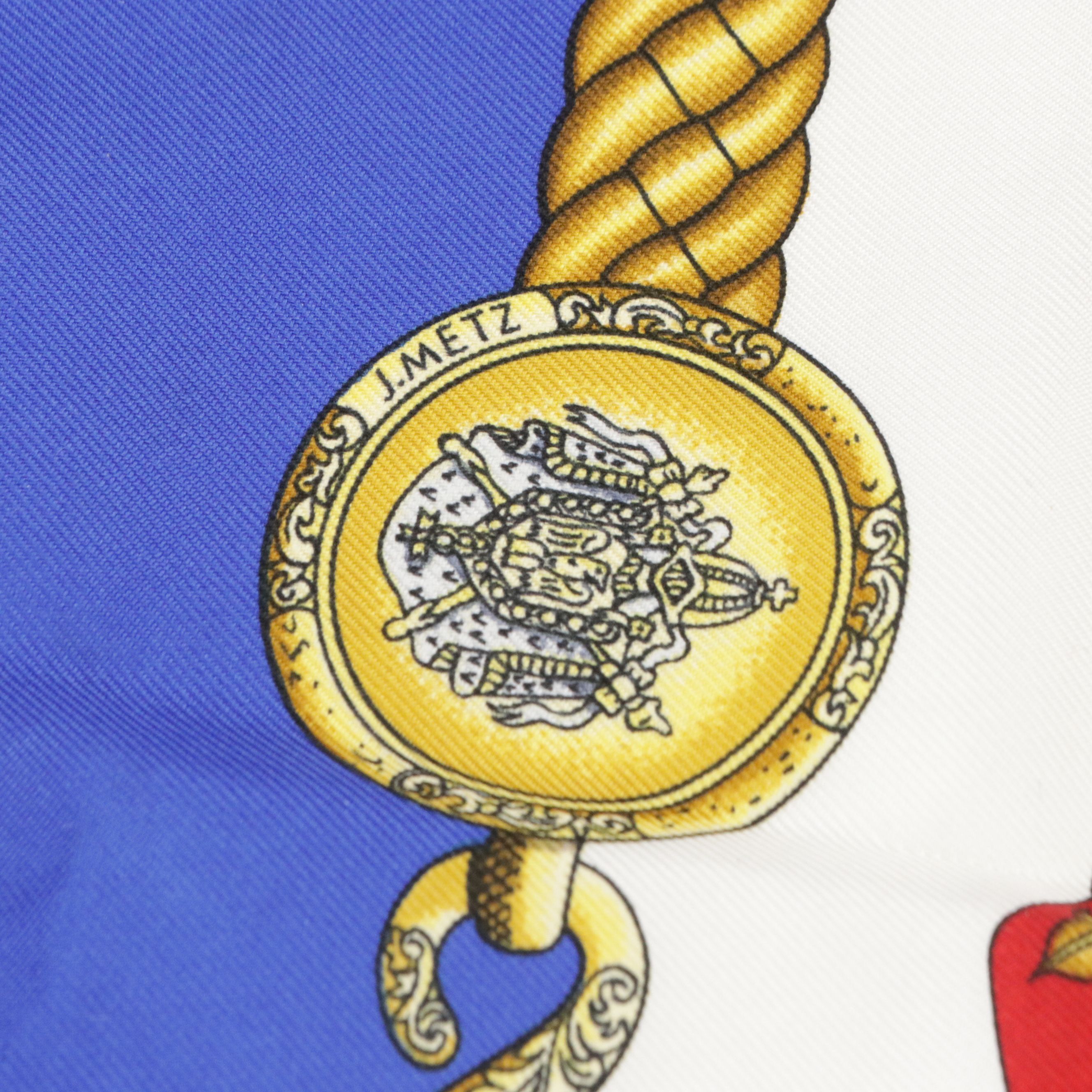 Hermès "Les Tambours" Scarf 90 in Silk Twill