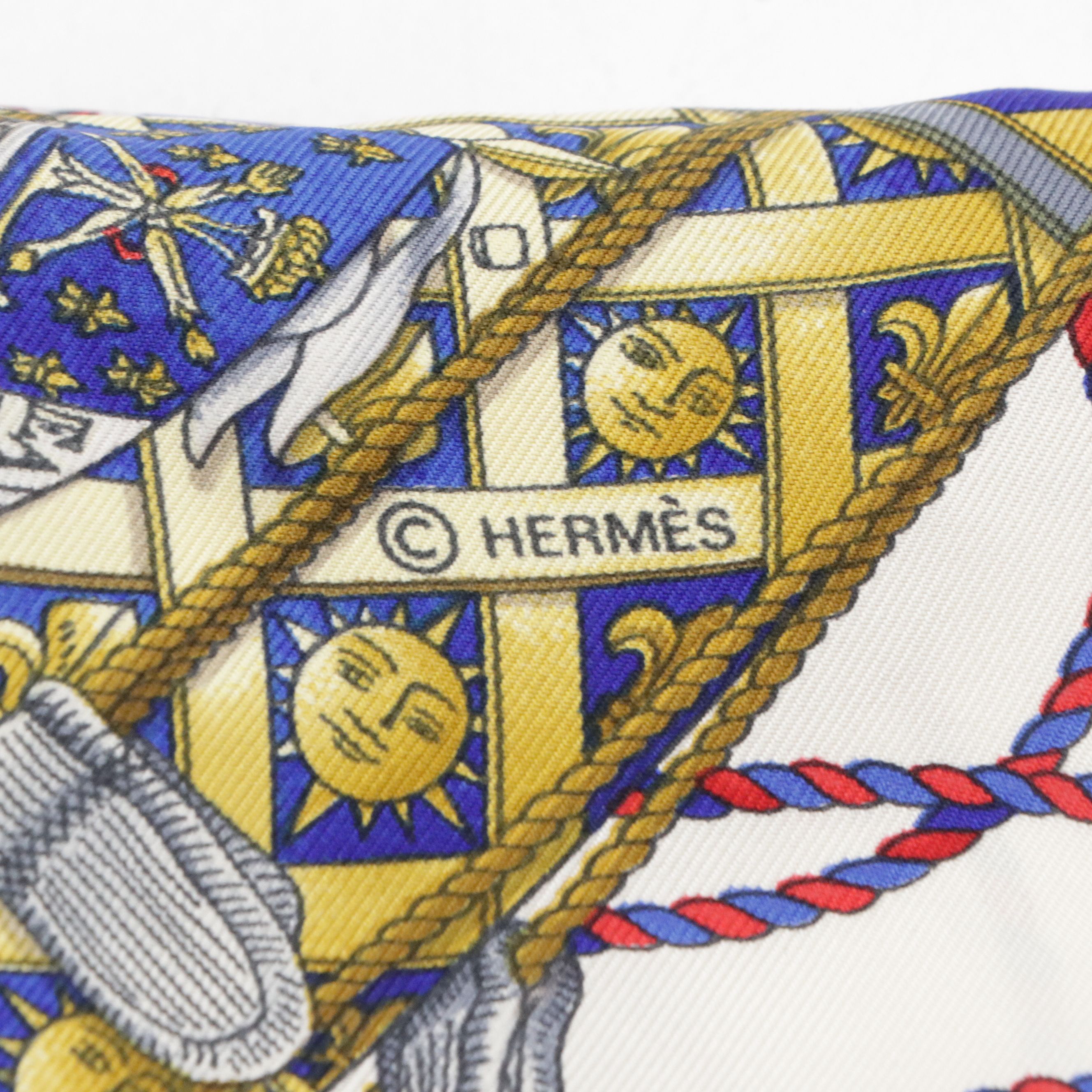 Hermès "Les Tambours" Scarf 90 in Silk Twill