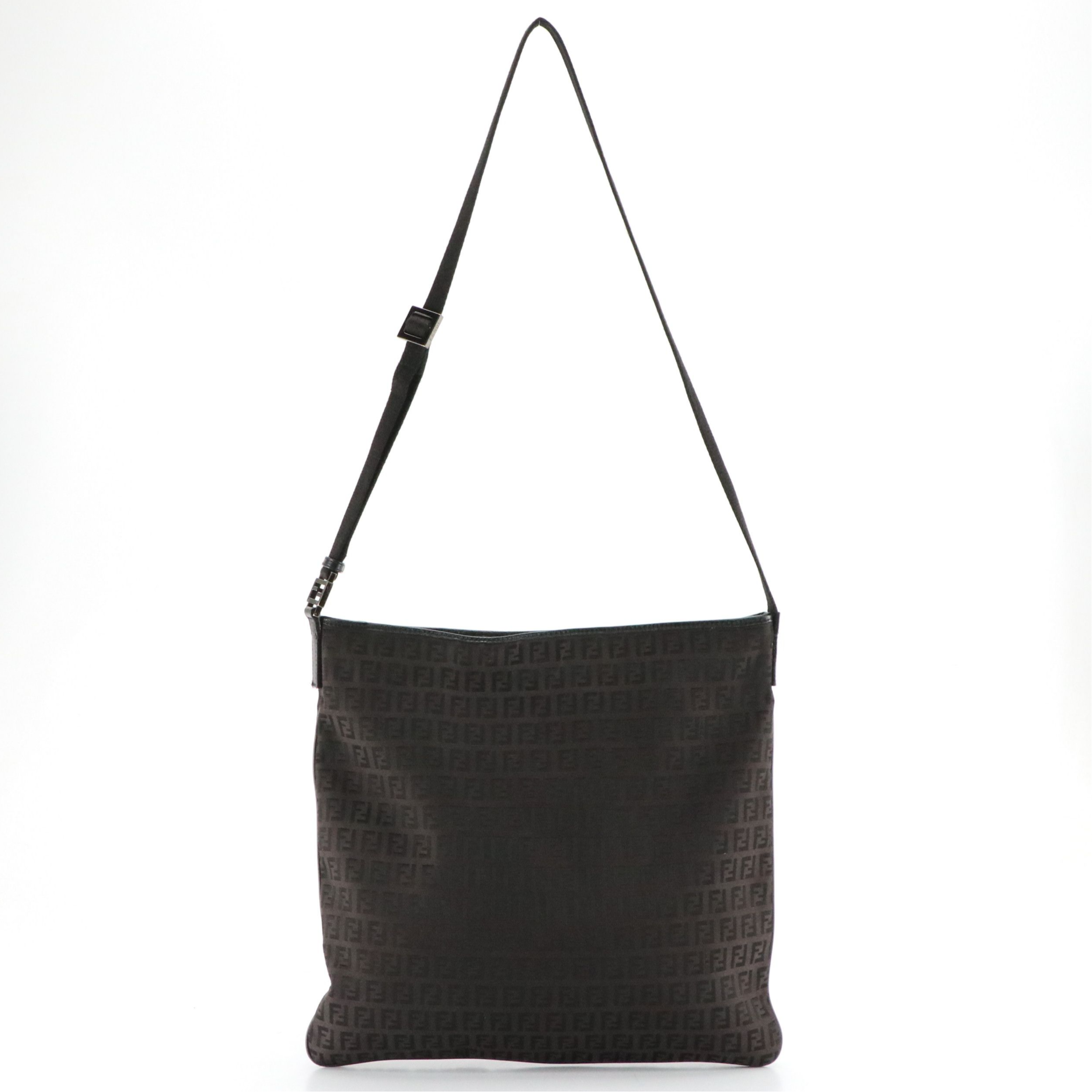 Fendi FF Zucchino Jacquard and Leather Large Crossbody Bag