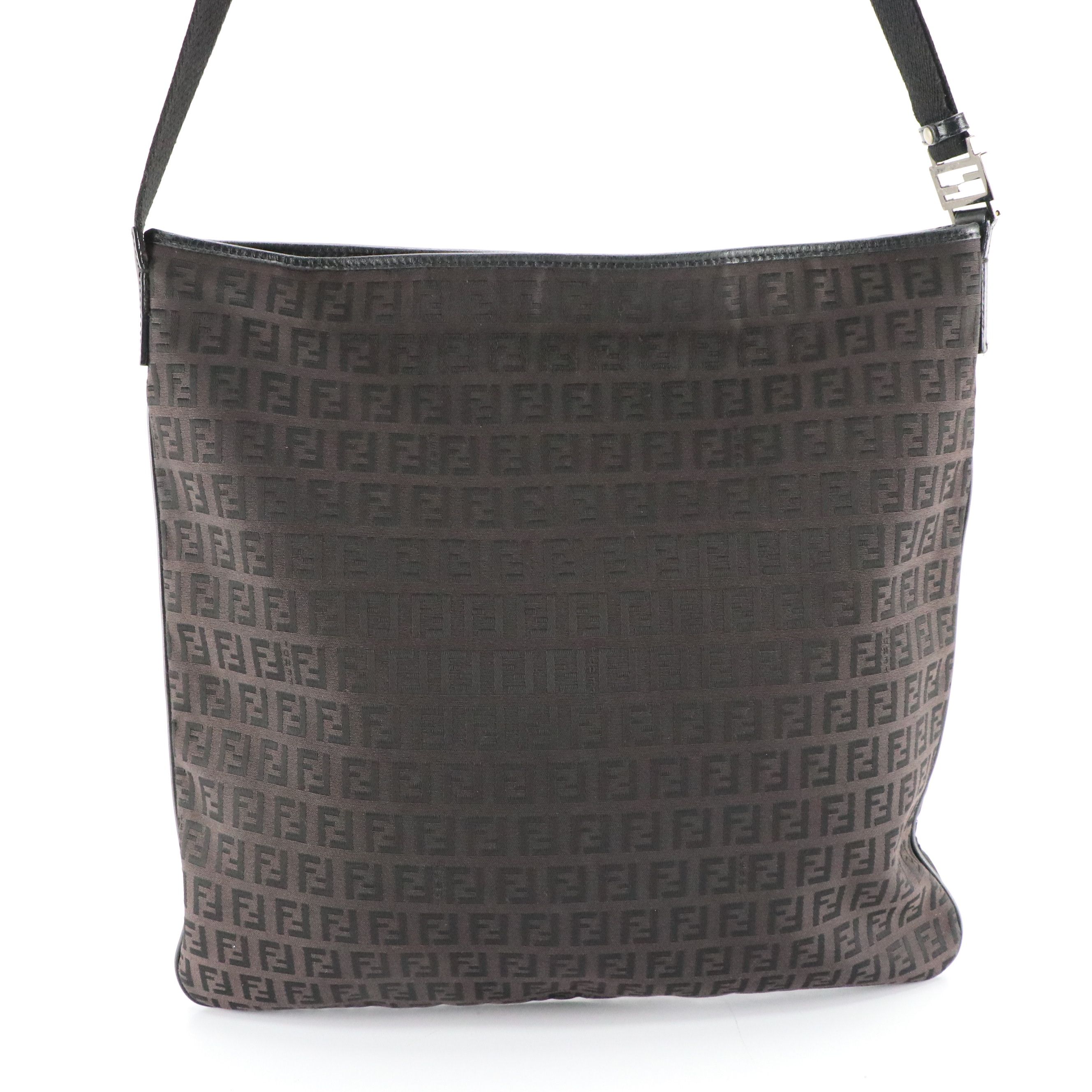 Fendi FF Zucchino Jacquard and Leather Large Crossbody Bag