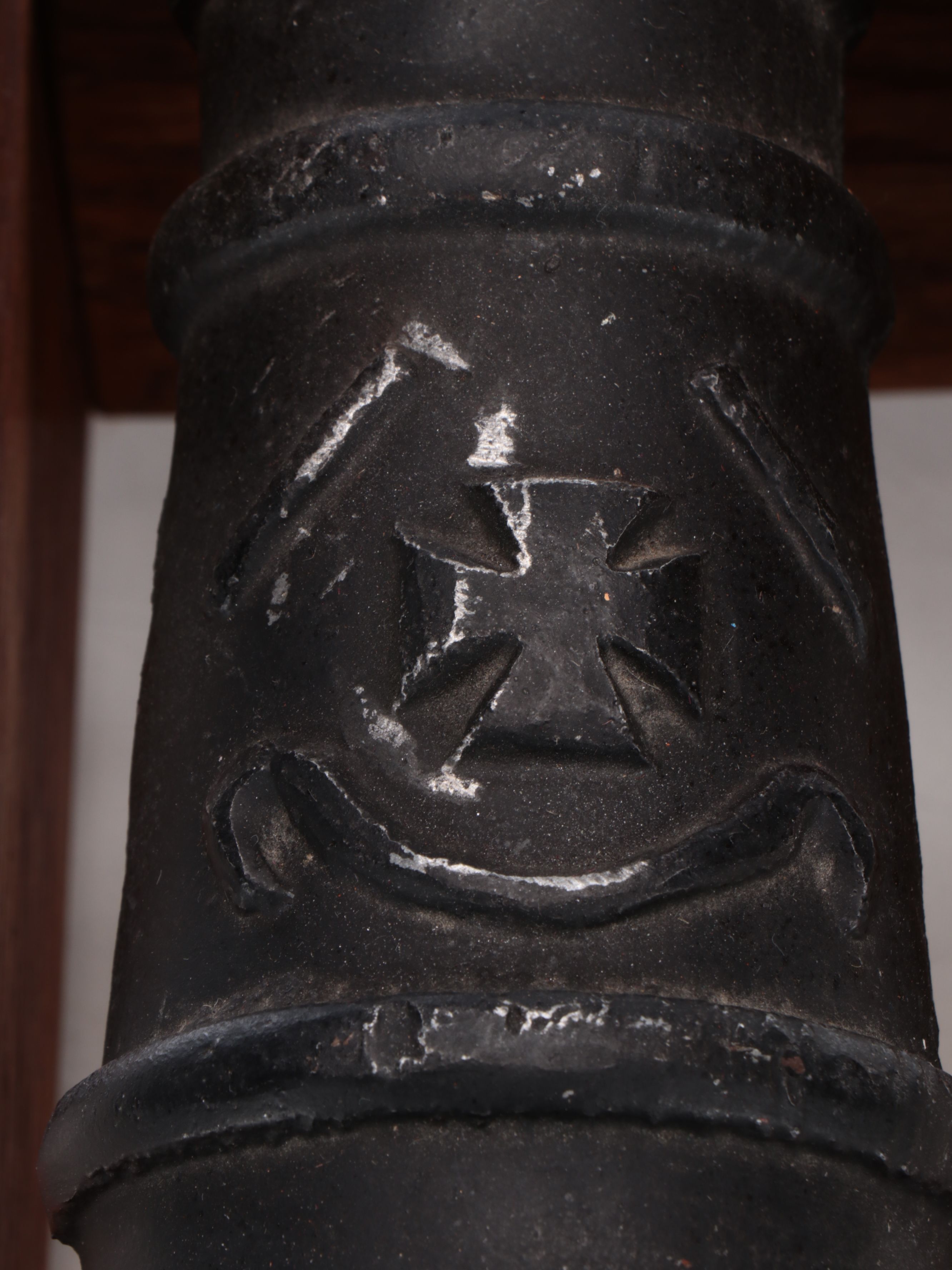 Miniature Cast Metal Cannon with Wooden Rolling Base