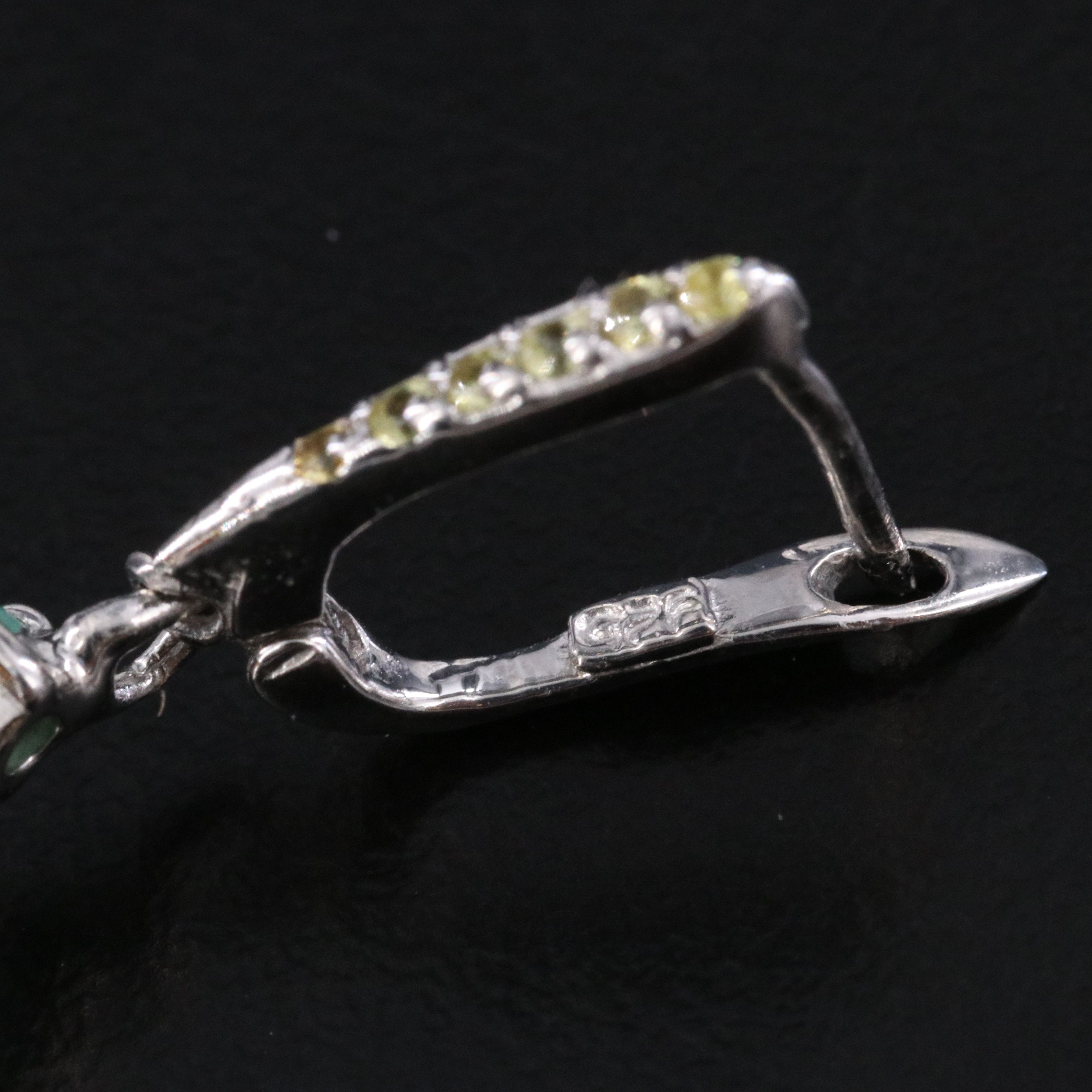 Sterling Citrine and Emerald Earrings