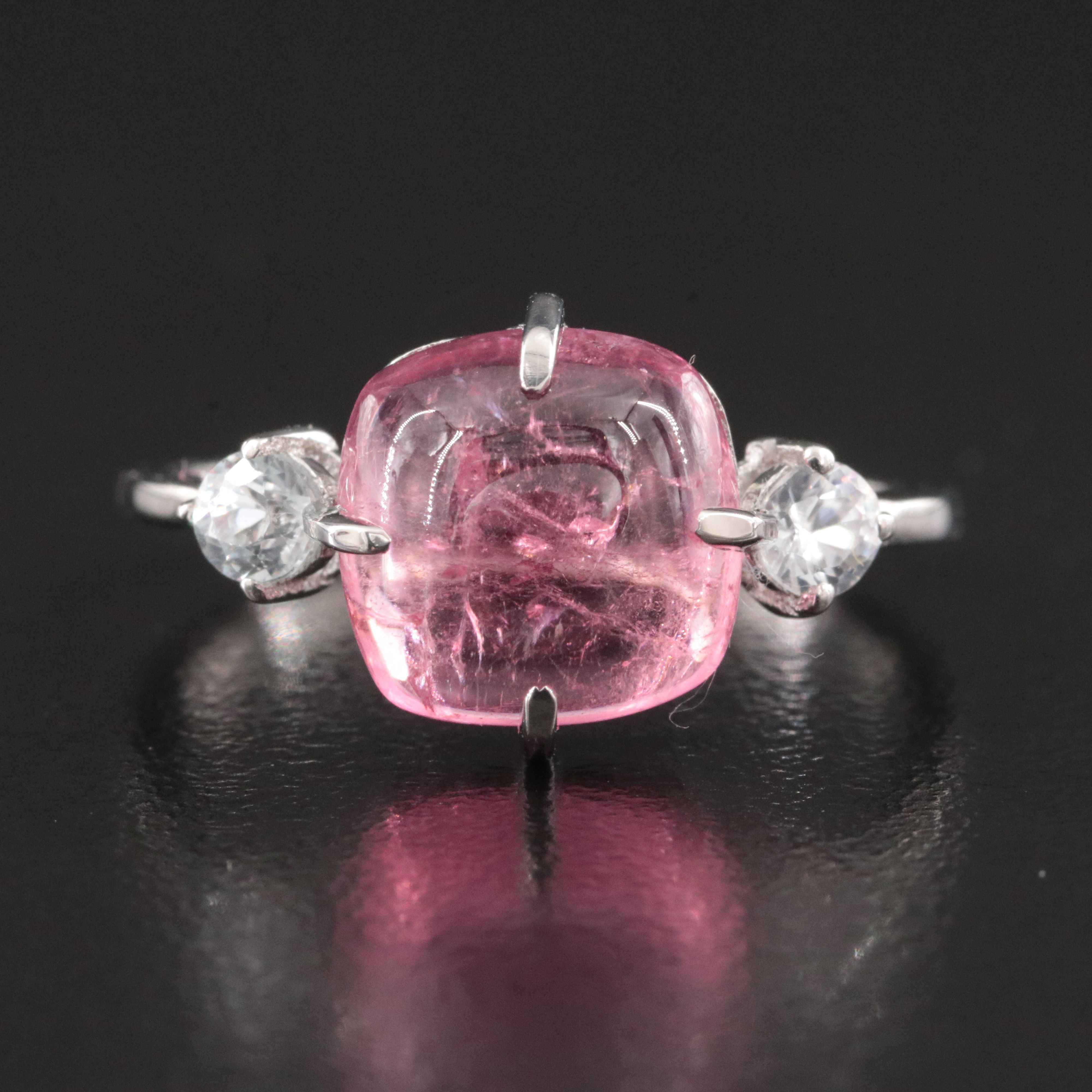 Platinum Pink Tourmaline and Zircon Ring