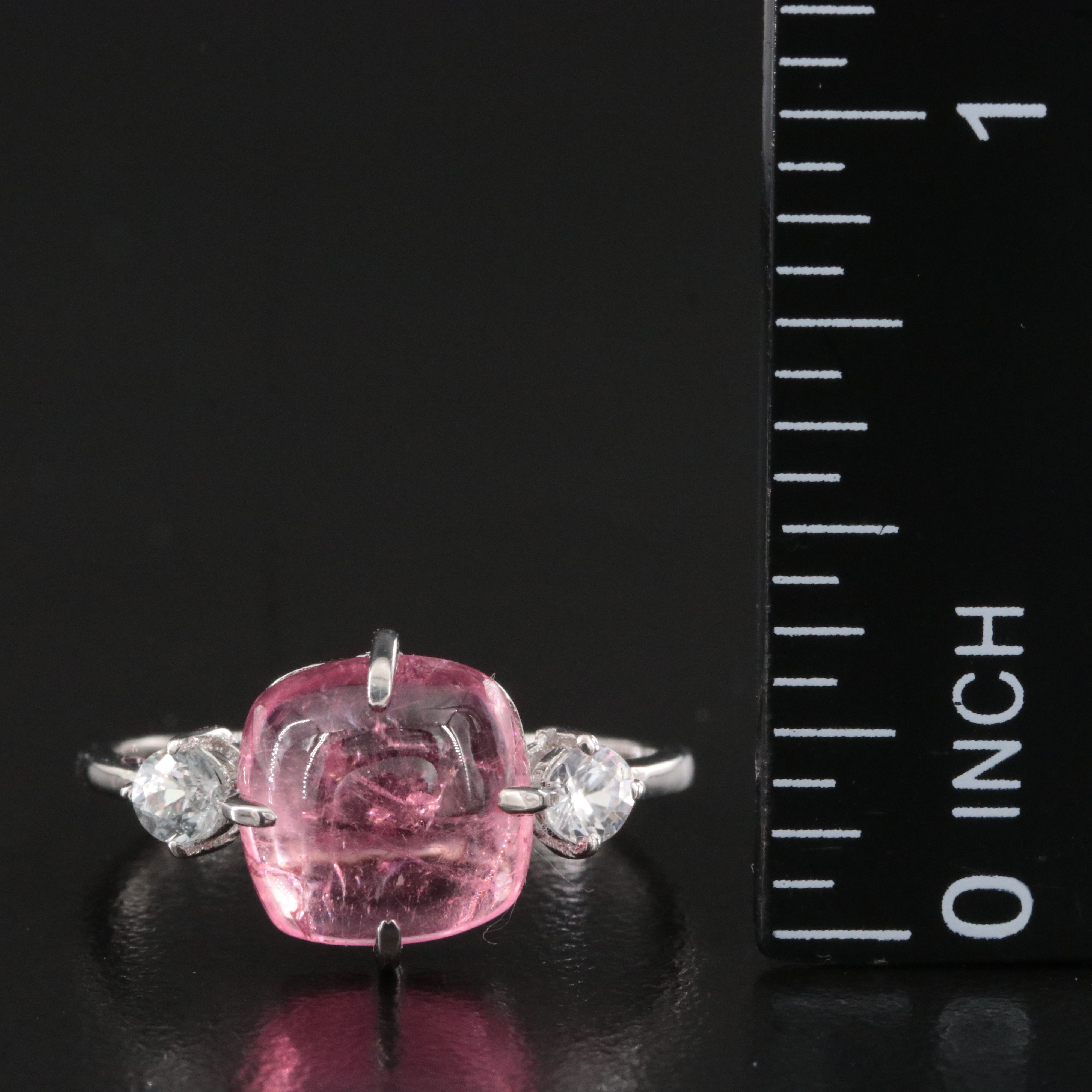 Platinum Pink Tourmaline and Zircon Ring