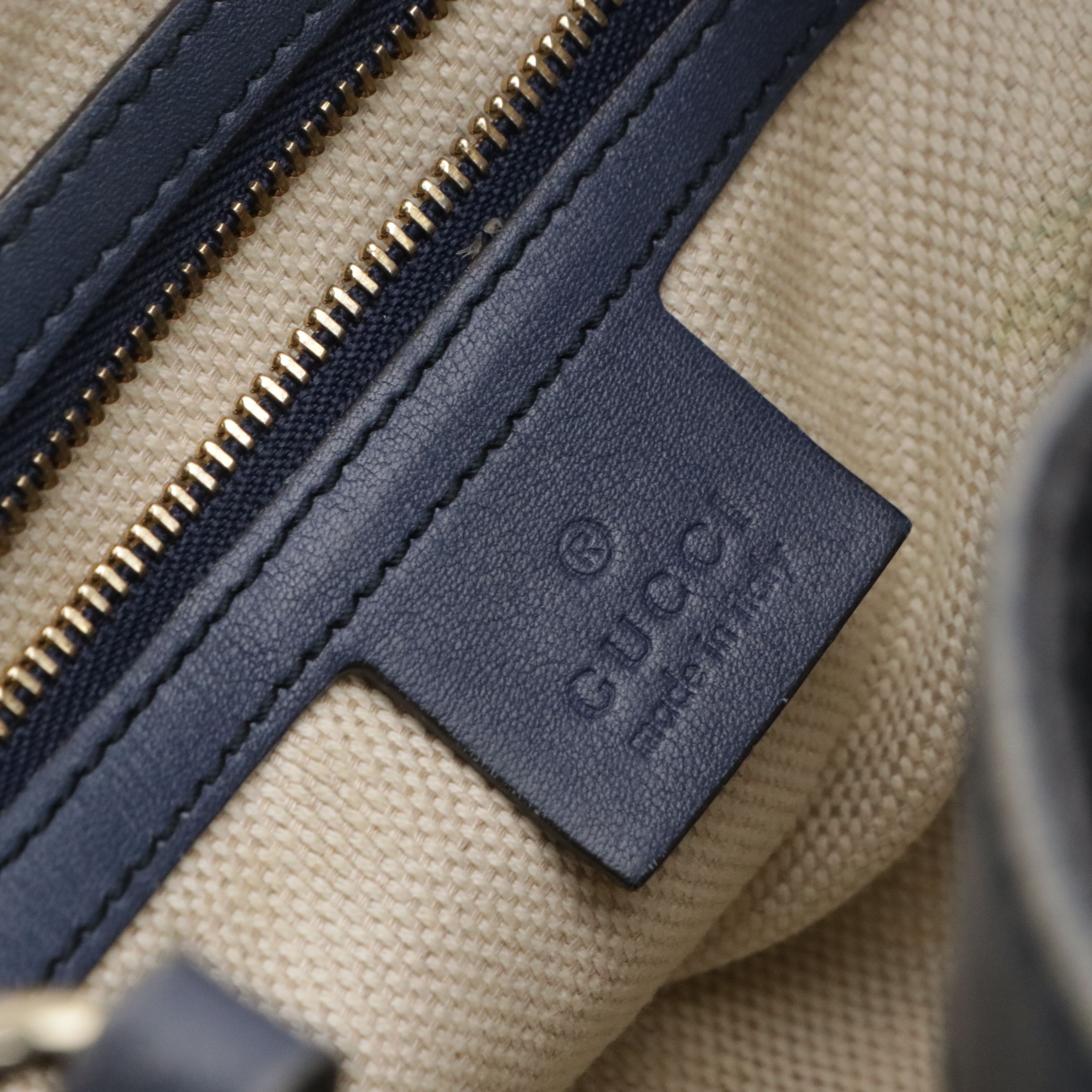 Gucci Small Soho Tassel Two-Way Tote Bag in Dark Blue Patent Leather