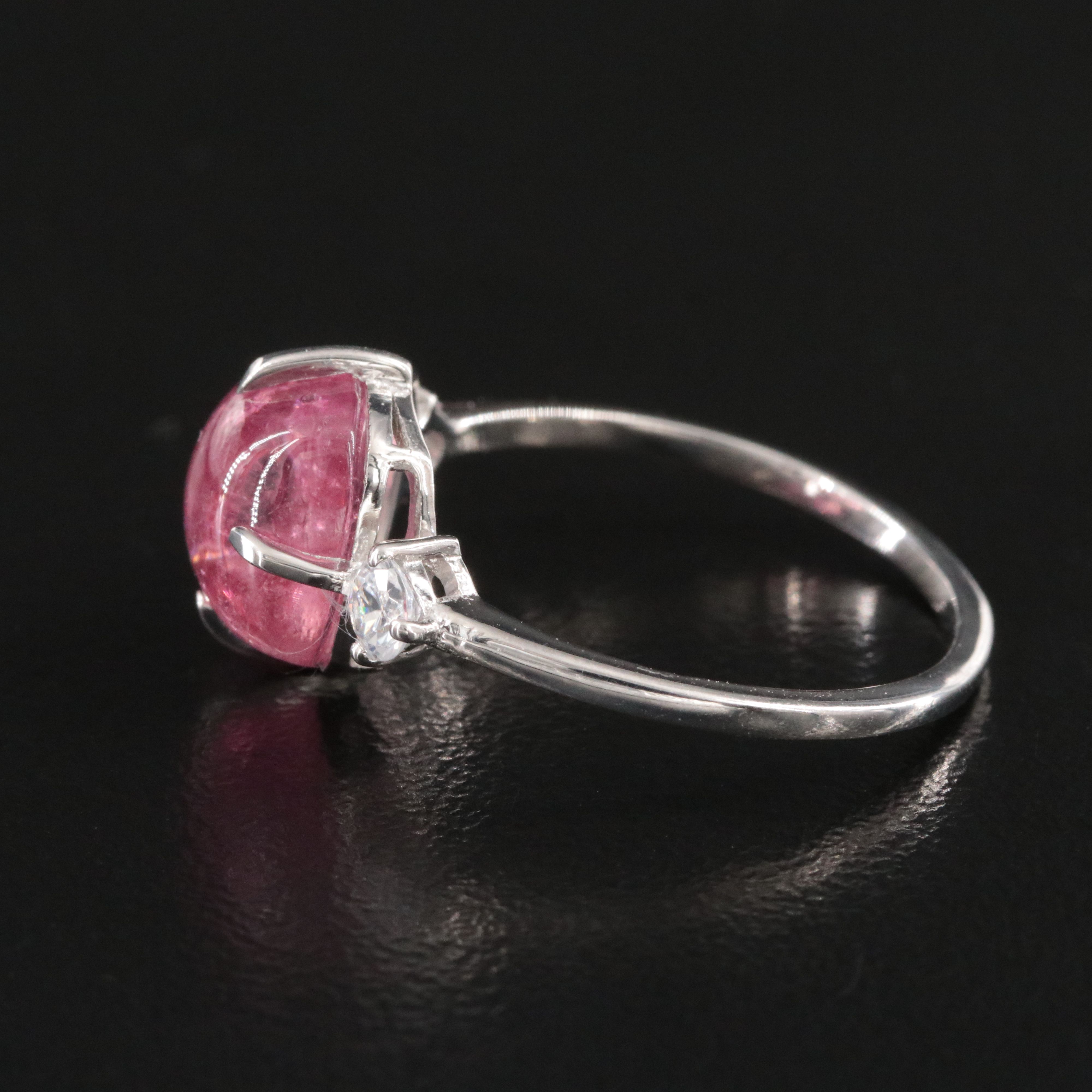 Platinum Pink Tourmaline and Zircon Ring