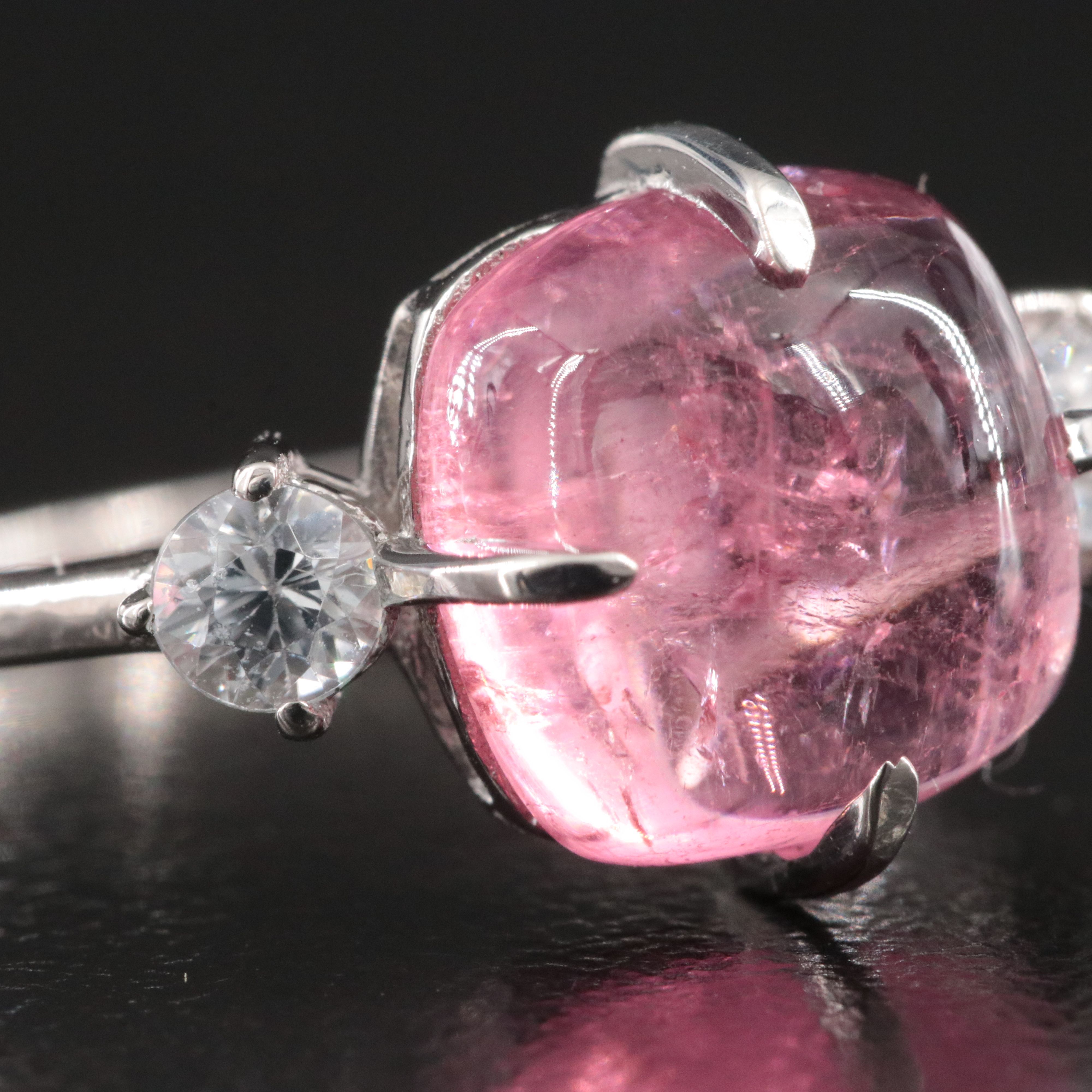 Platinum Pink Tourmaline and Zircon Ring