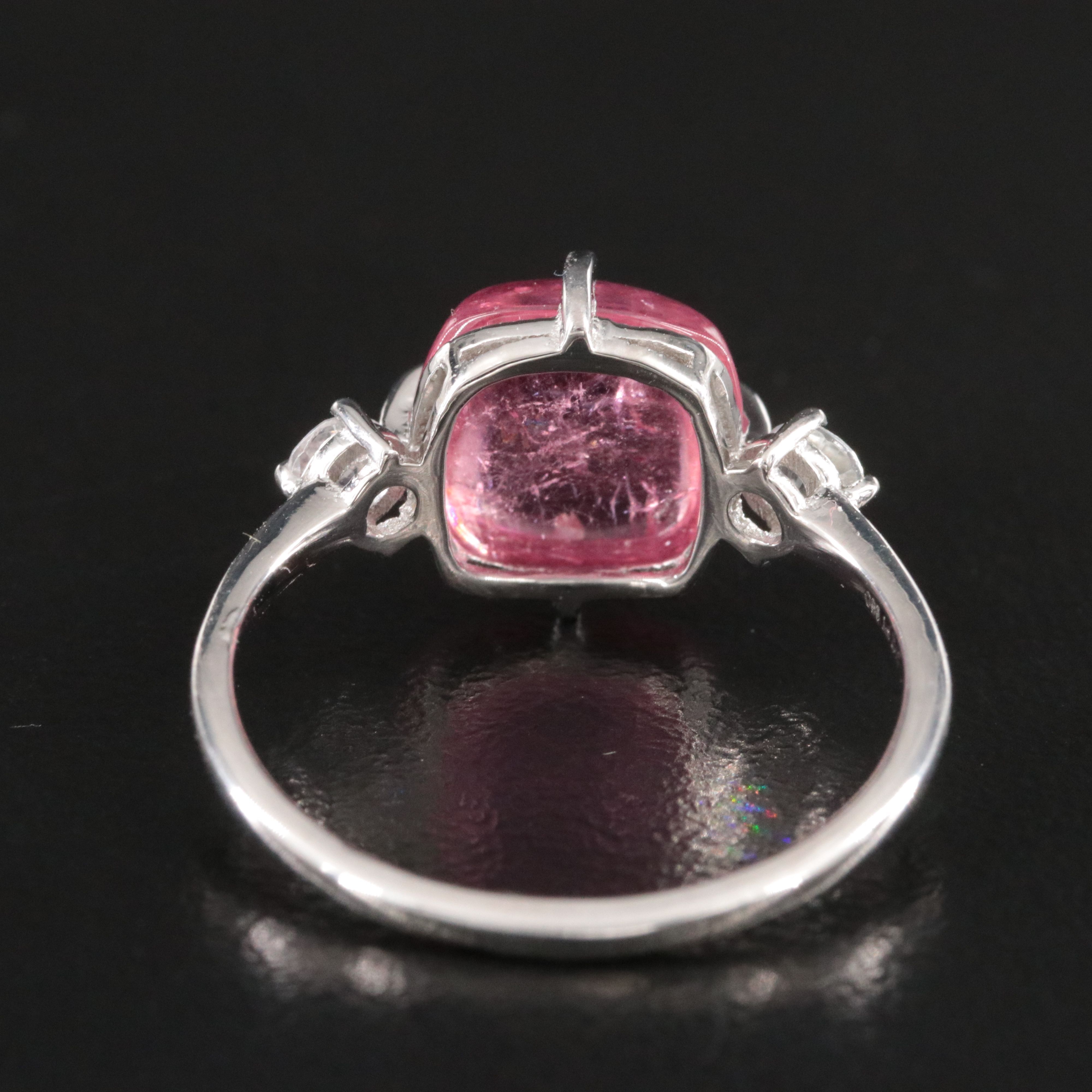 Platinum Pink Tourmaline and Zircon Ring