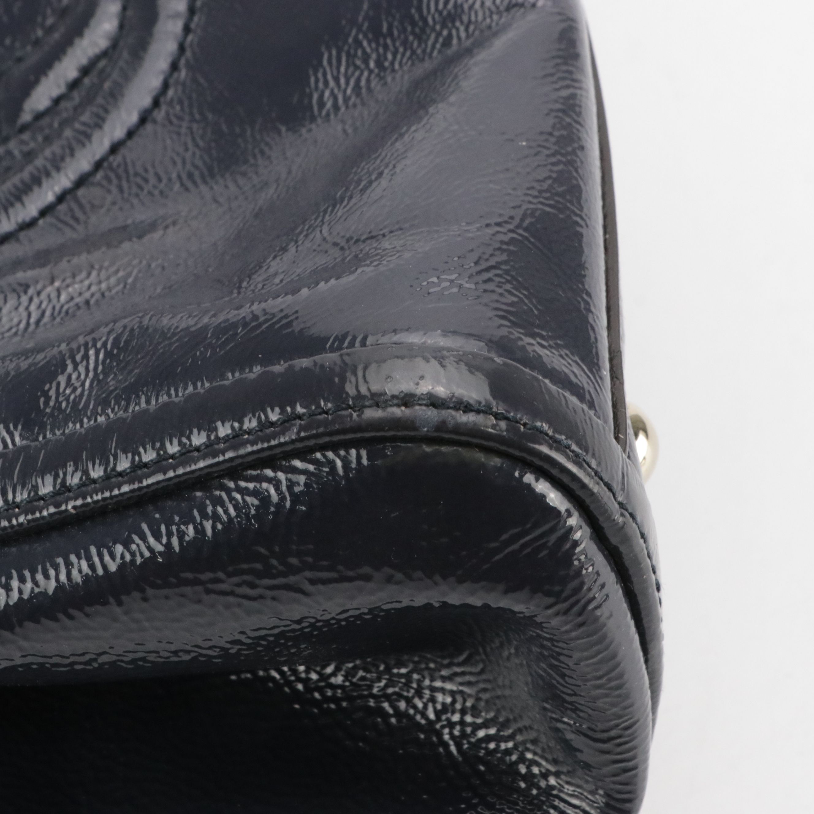 Gucci Small Soho Tassel Two-Way Tote Bag in Dark Blue Patent Leather