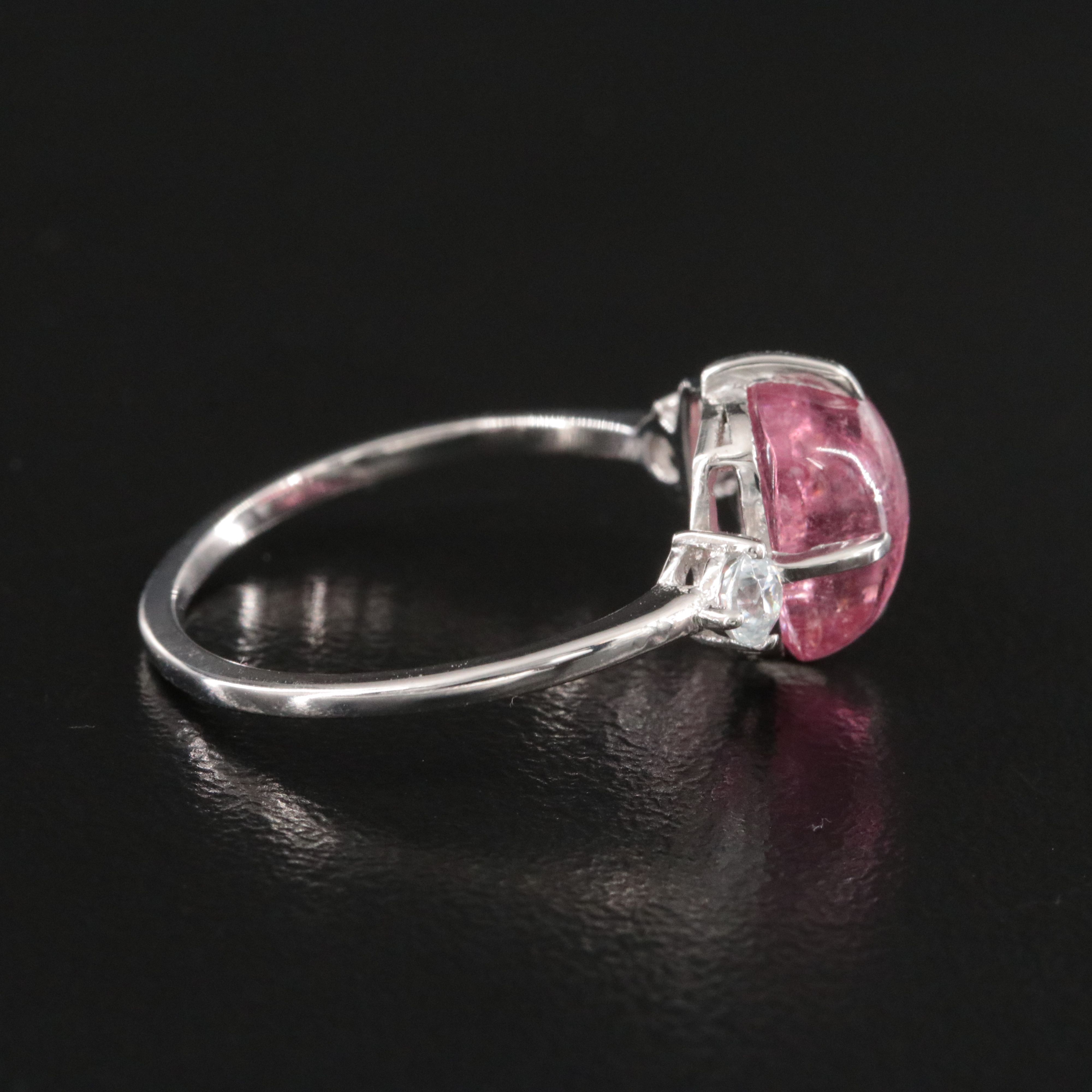 Platinum Pink Tourmaline and Zircon Ring