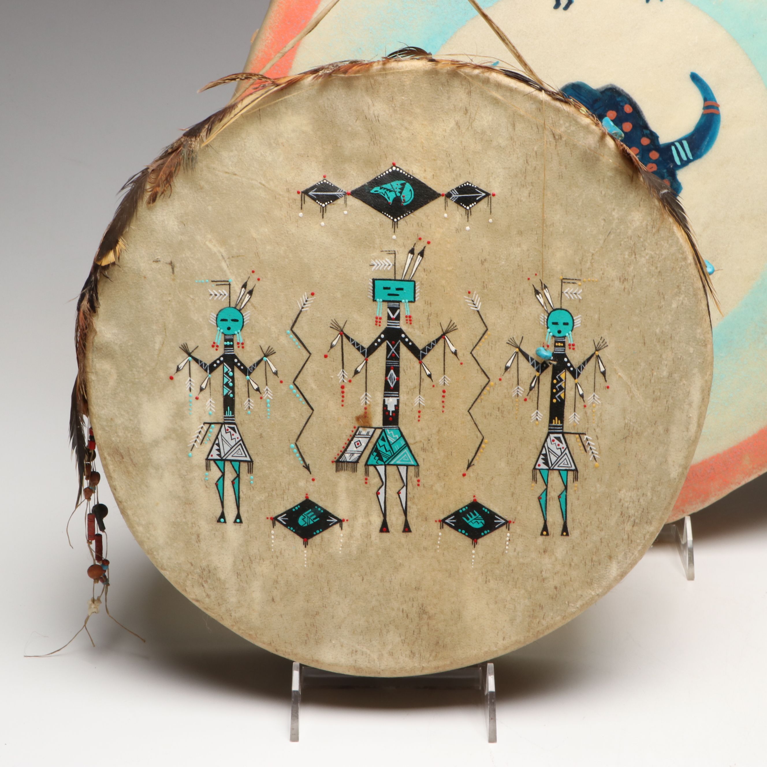 Native American Hand-Painted Souvenir Hand Drums