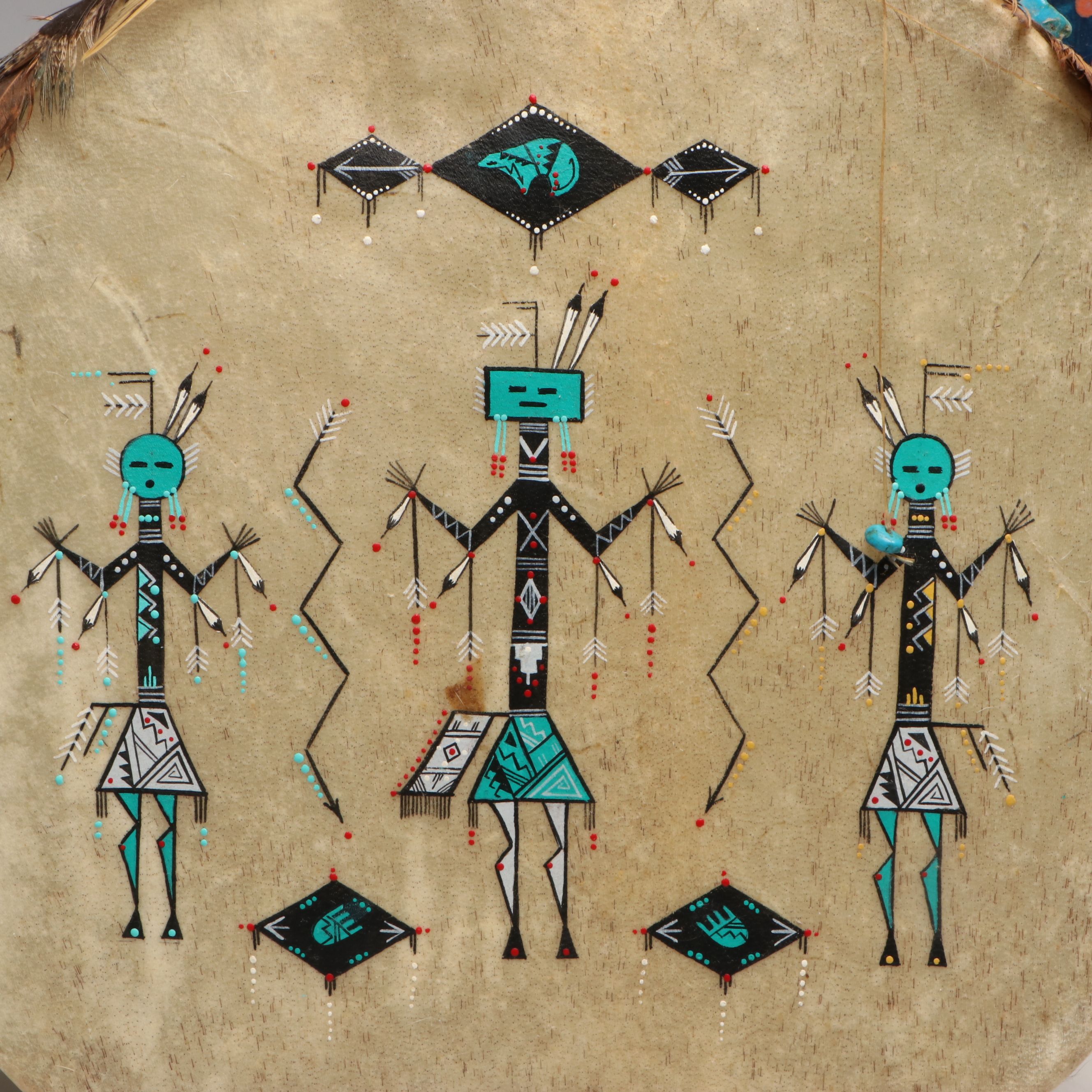 Native American Hand-Painted Souvenir Hand Drums