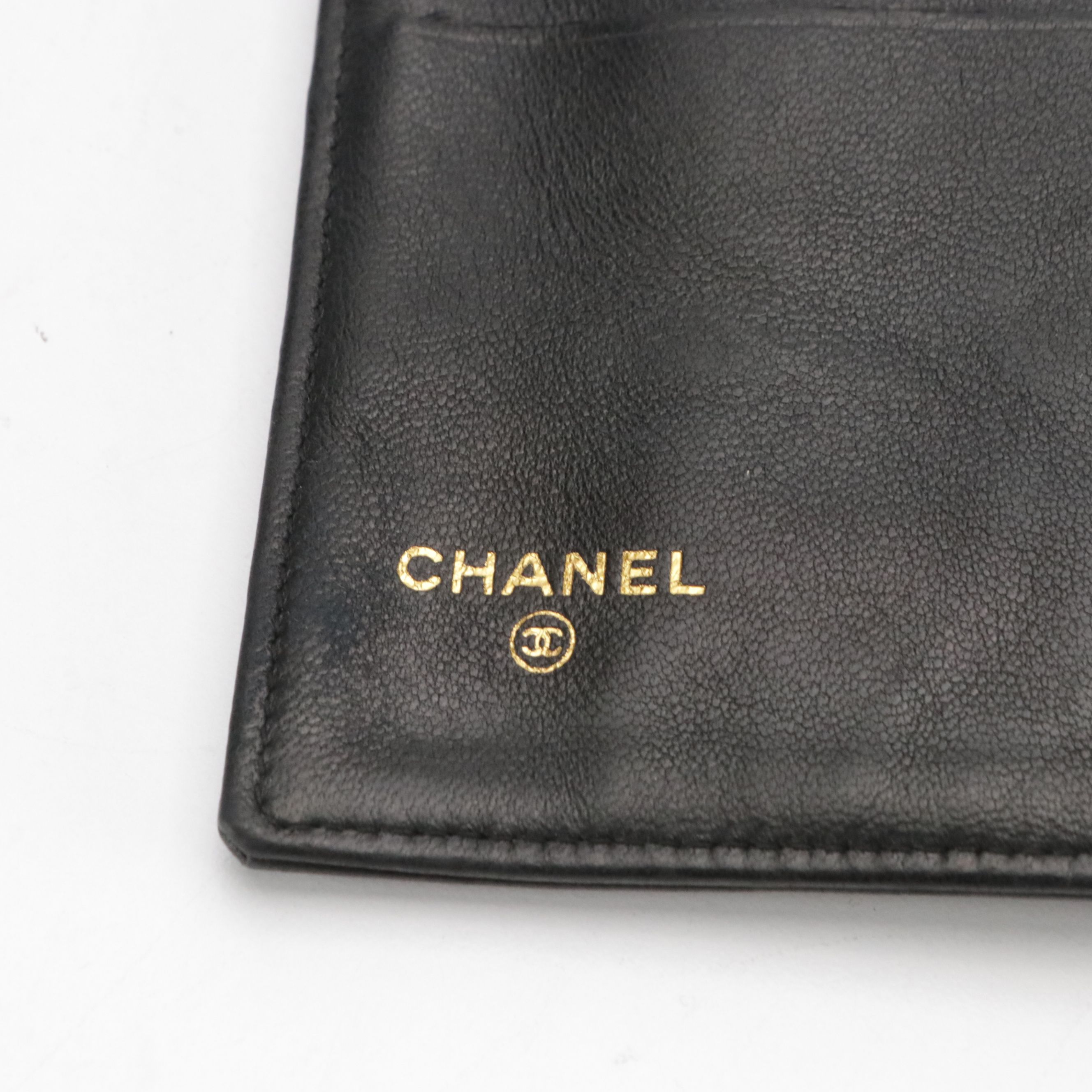 Chanel CC Long Bifold Wallet in Black Lambskin Leather with Box