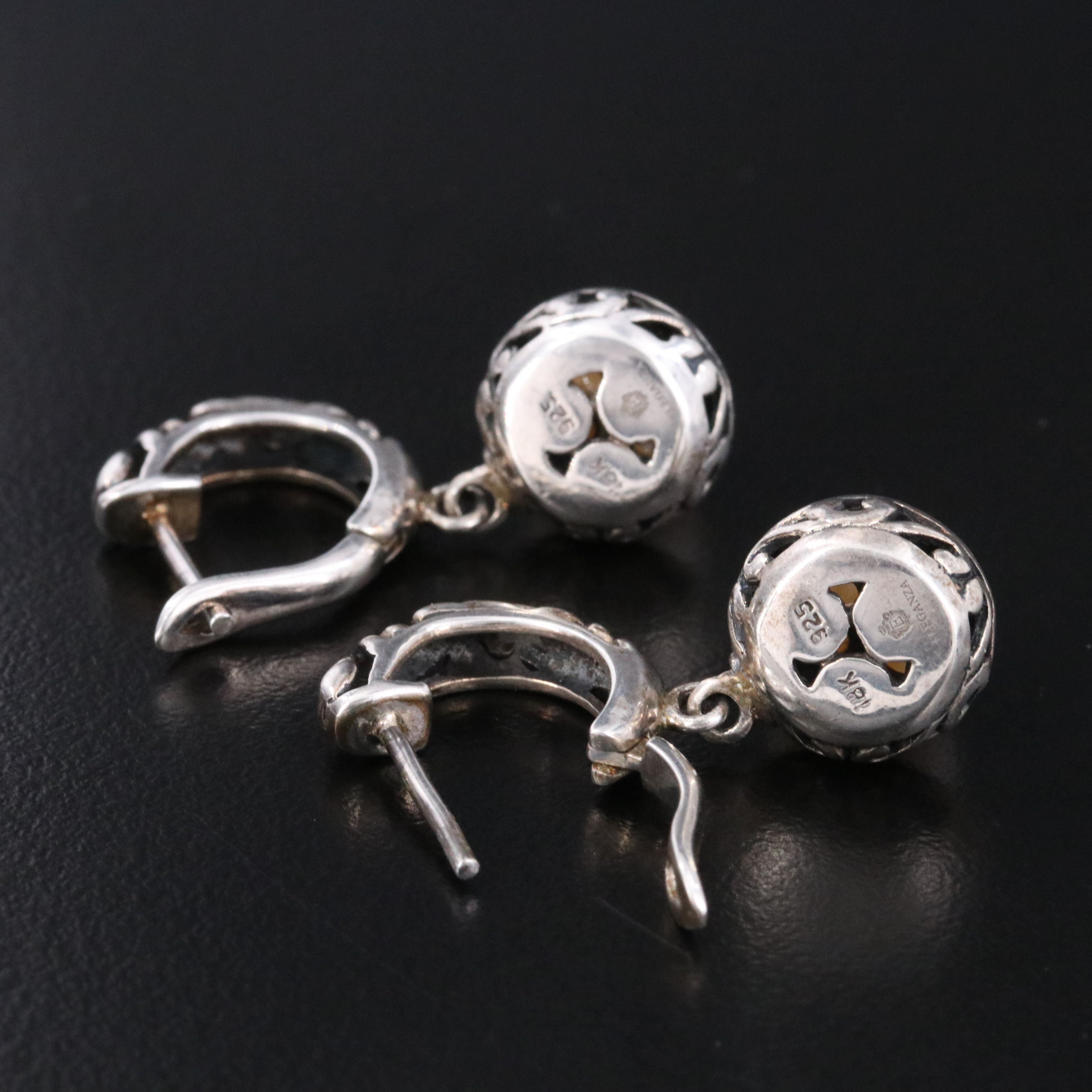 Eleganza Sterling Hoop Earrings with Pearl Drop