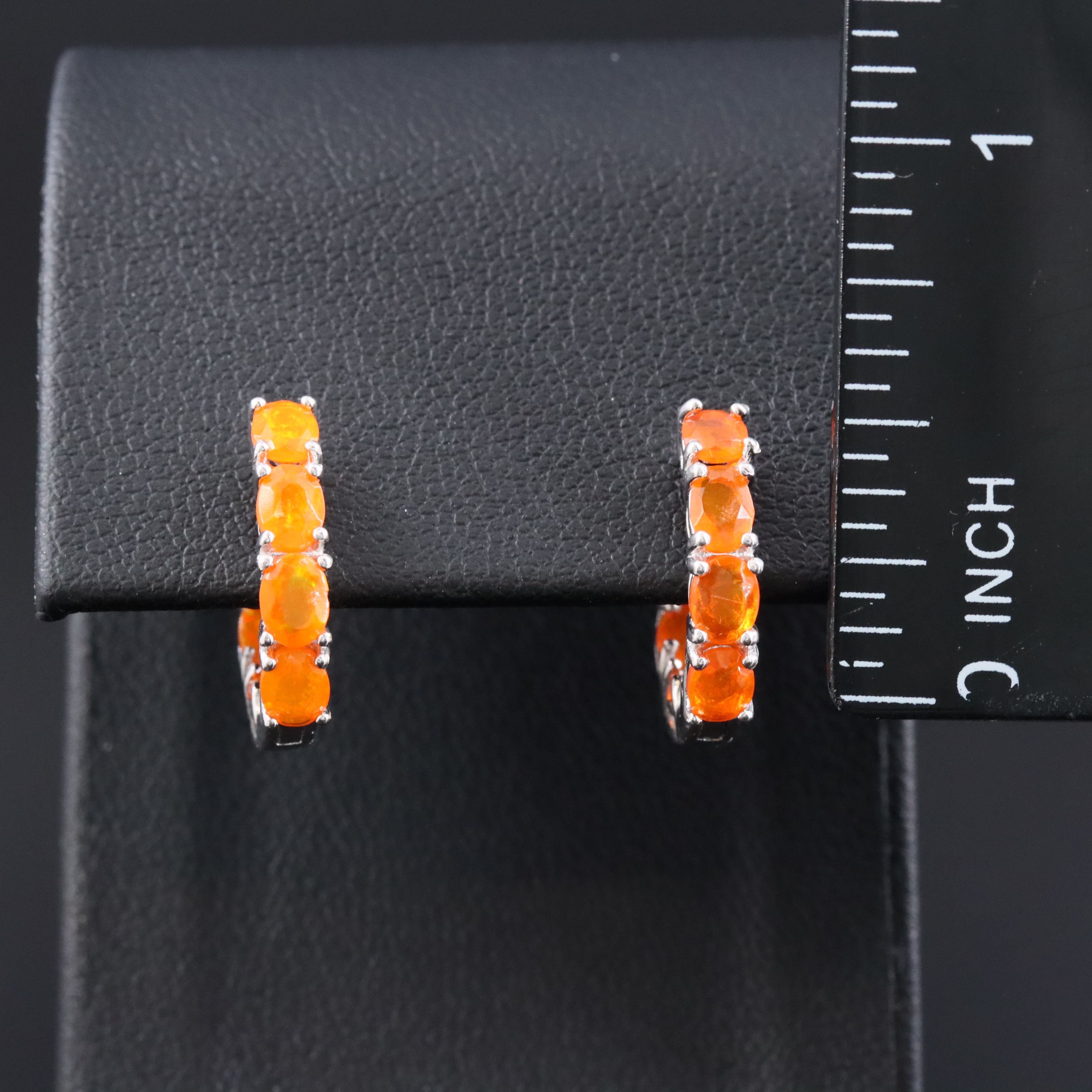 Sterling Fire Opal Inside Out Hoop Earrings