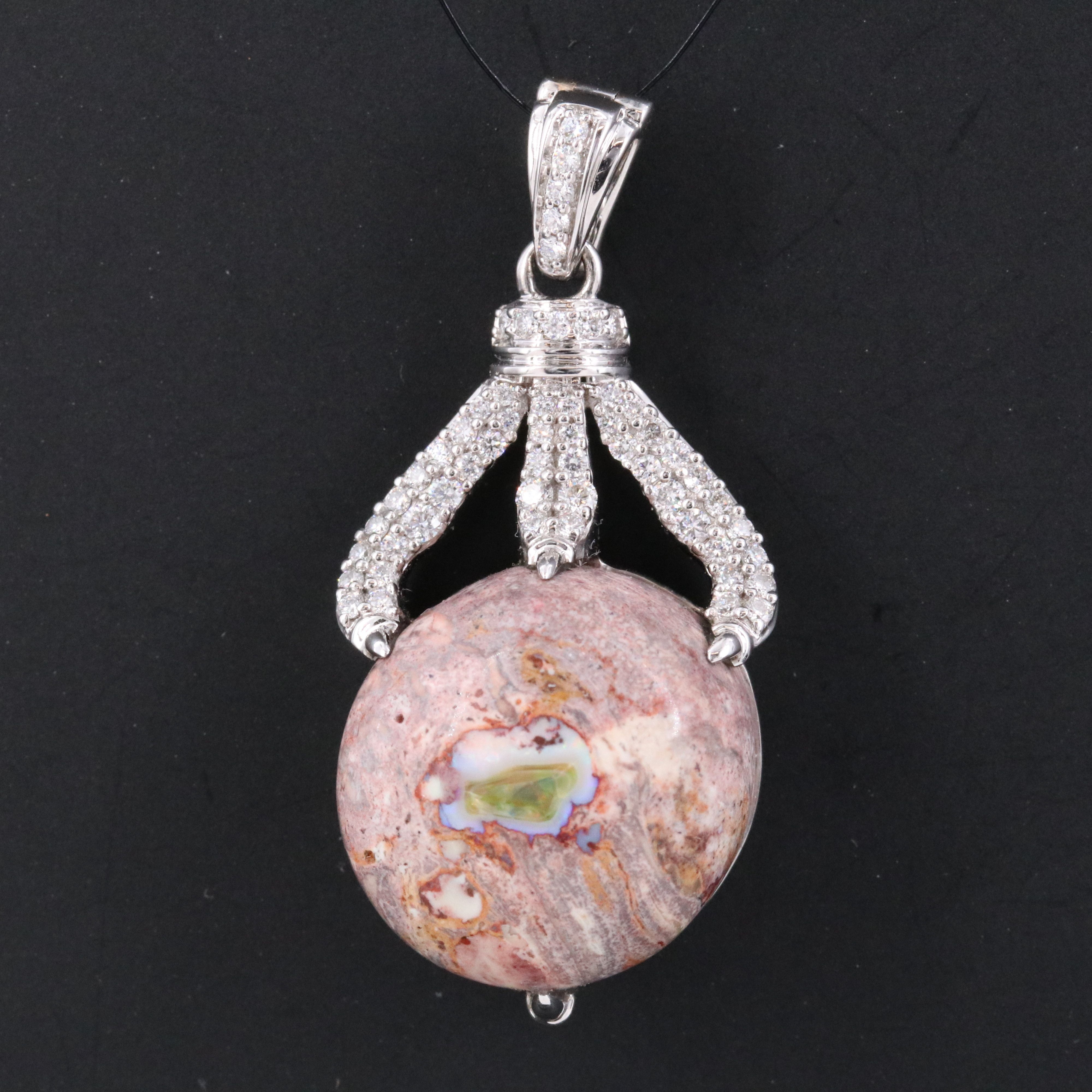 Chromia 18K Boulder Opal and Diamond Enhancer Pendant