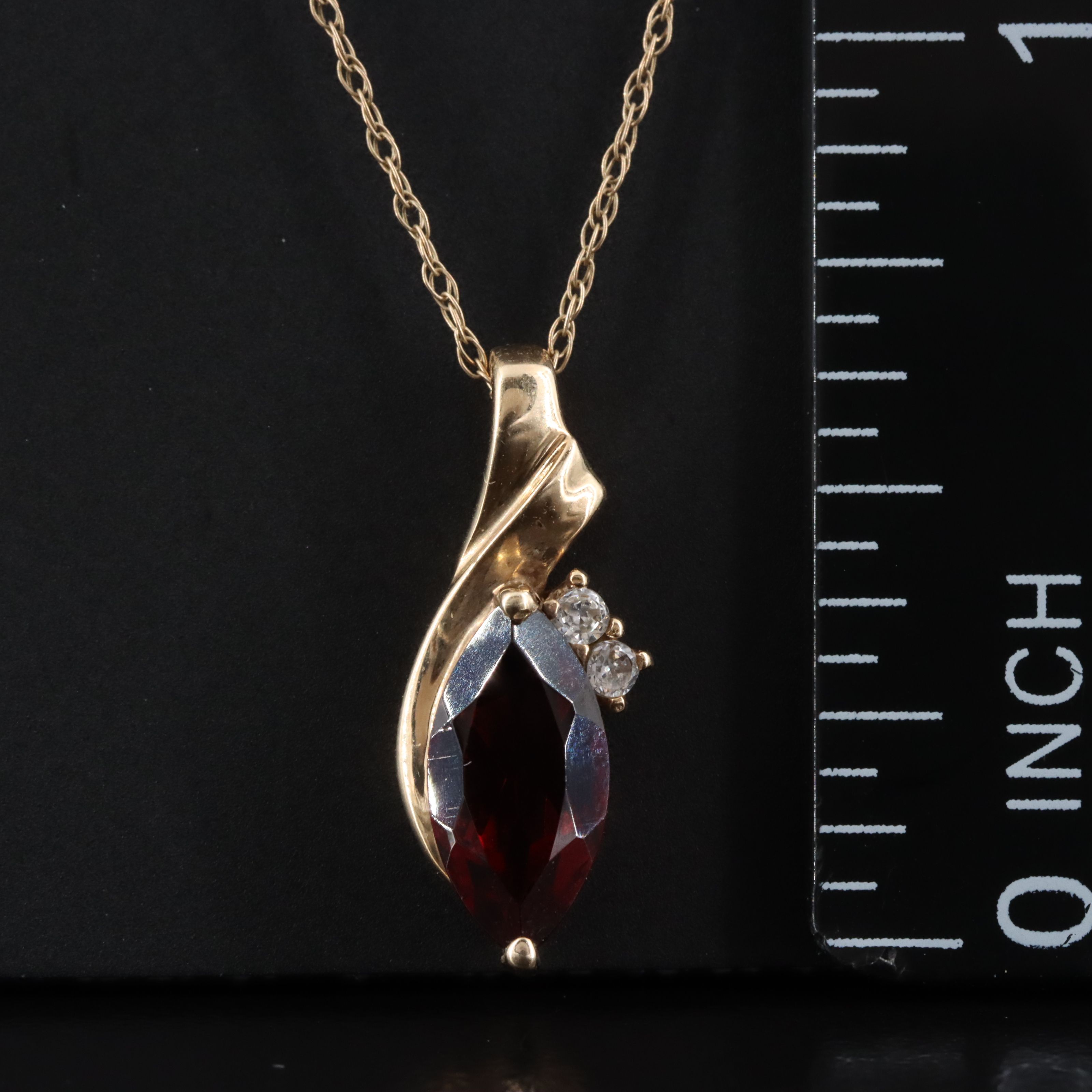 10K Garnet and CZ Pendant Necklace