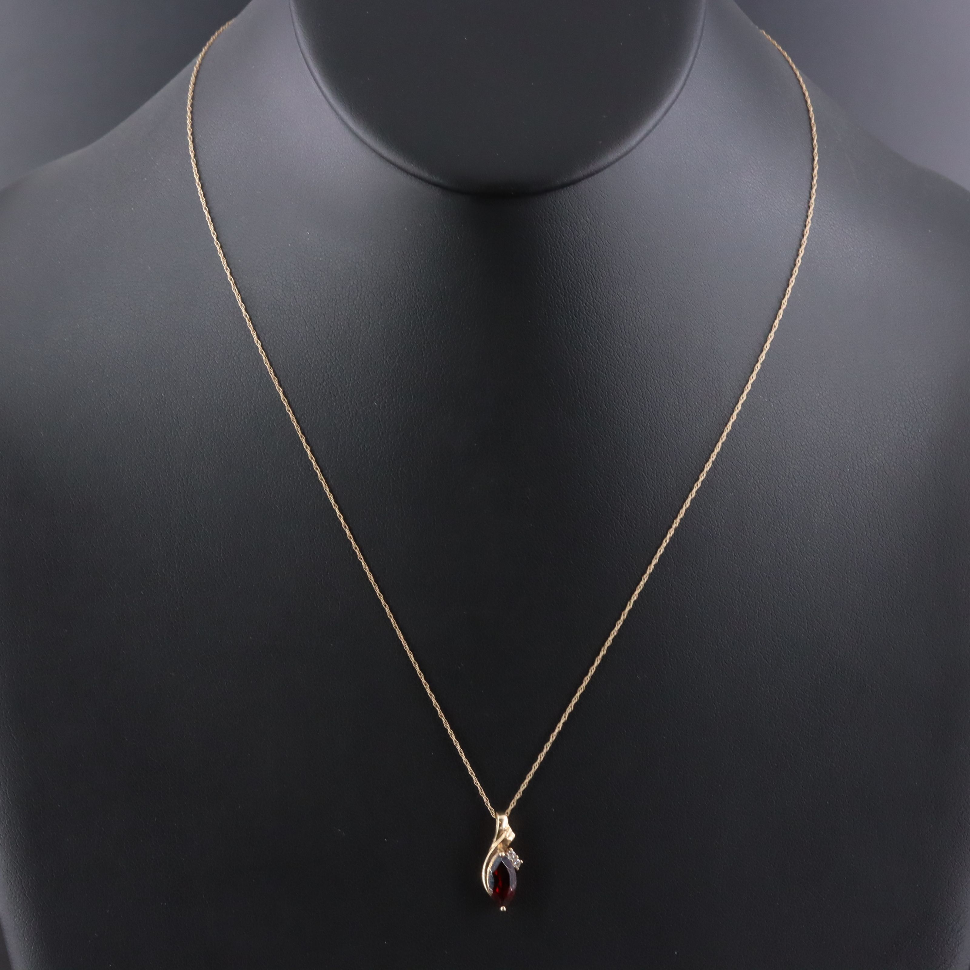 10K Garnet and CZ Pendant Necklace