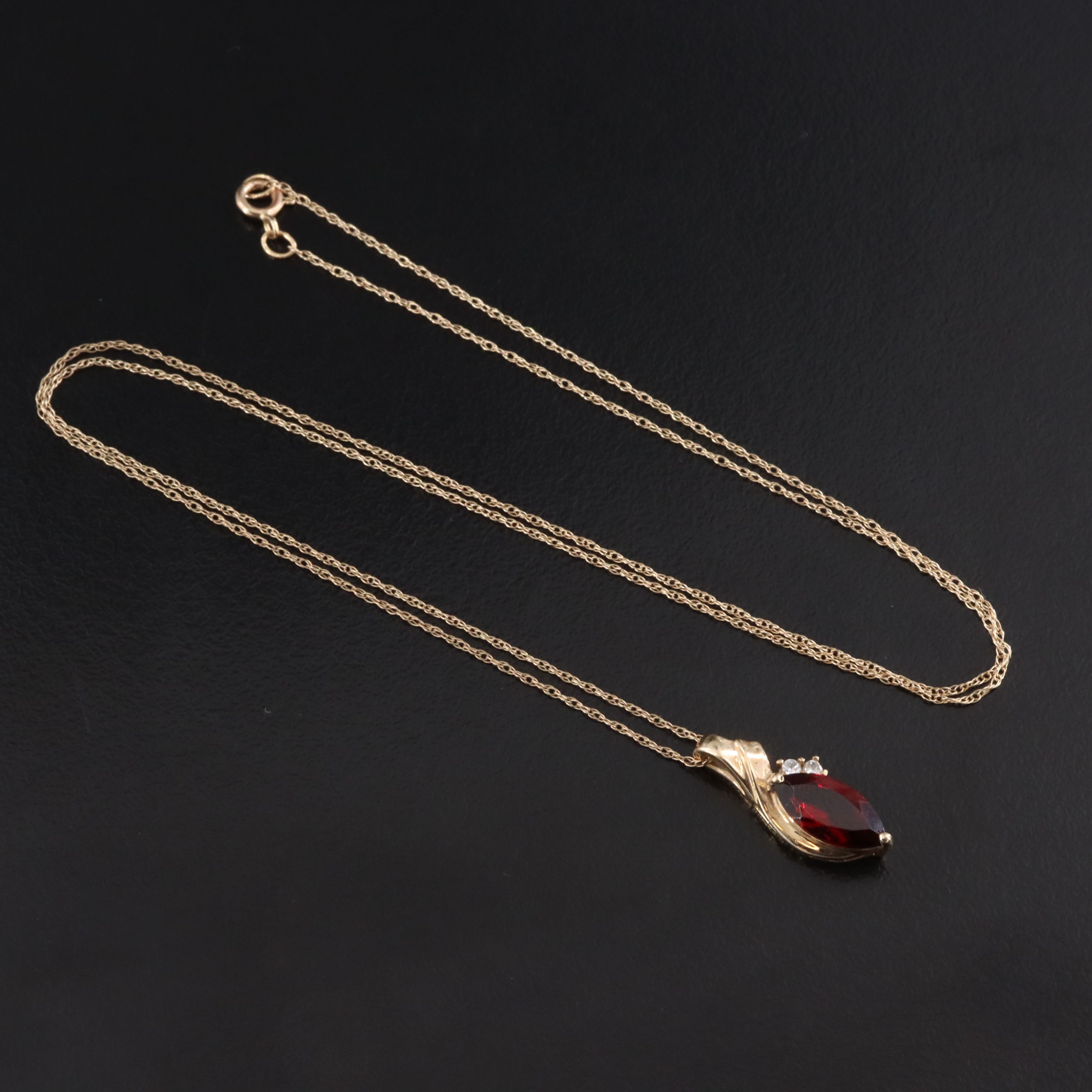 10K Garnet and CZ Pendant Necklace