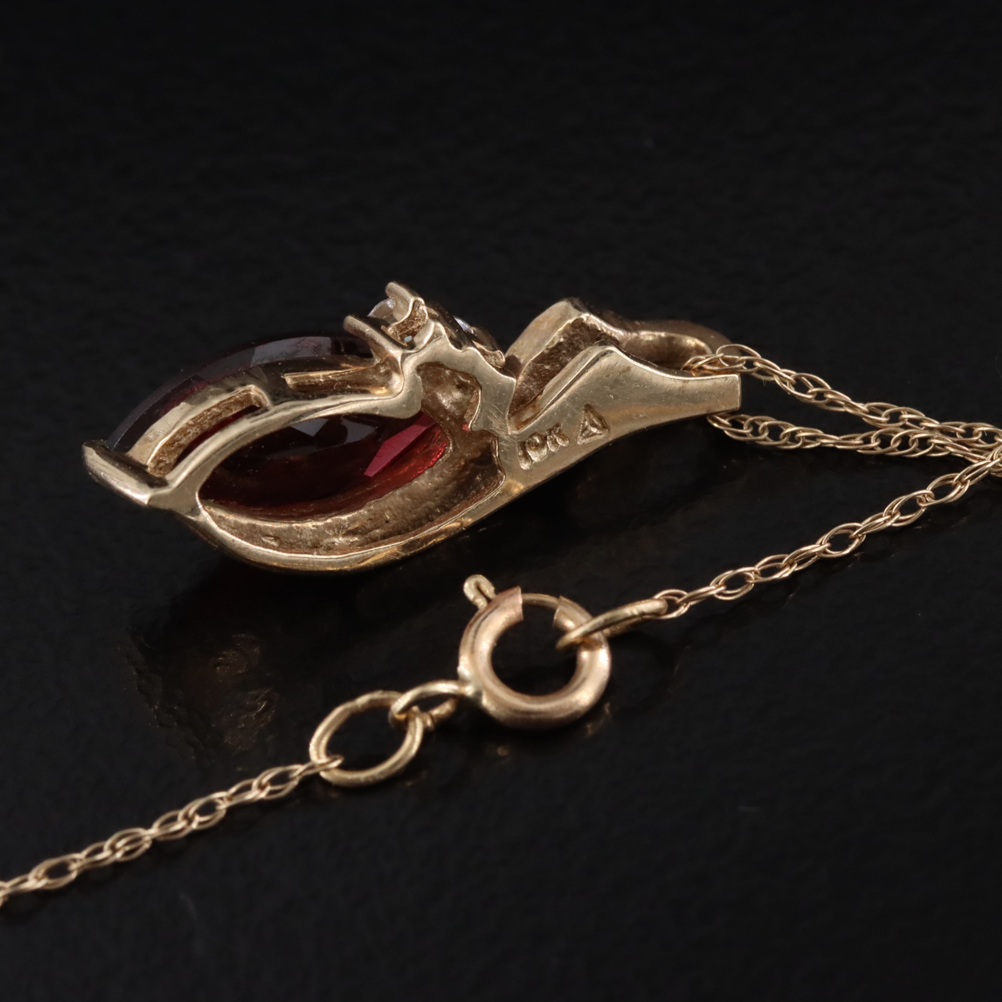 10K Garnet and CZ Pendant Necklace