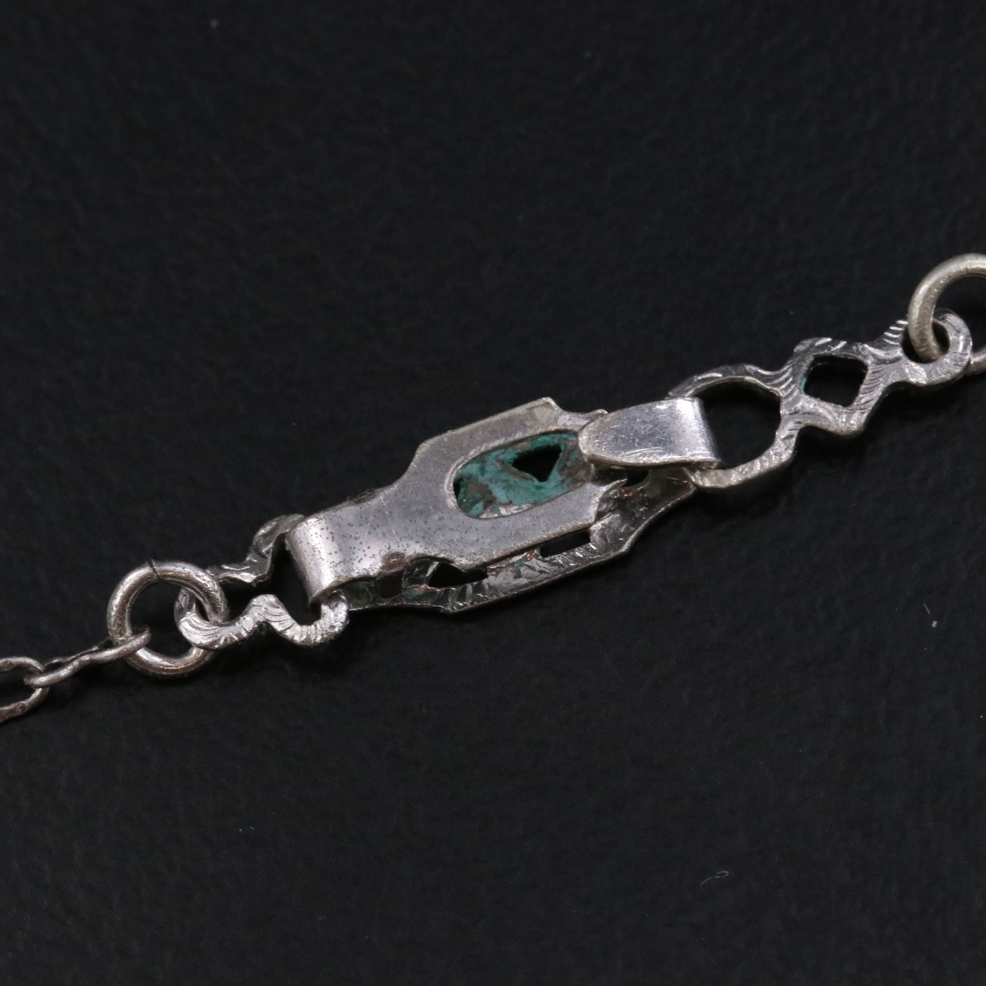 1930s Mother-of-Pearl Filigree Lavalier Necklace