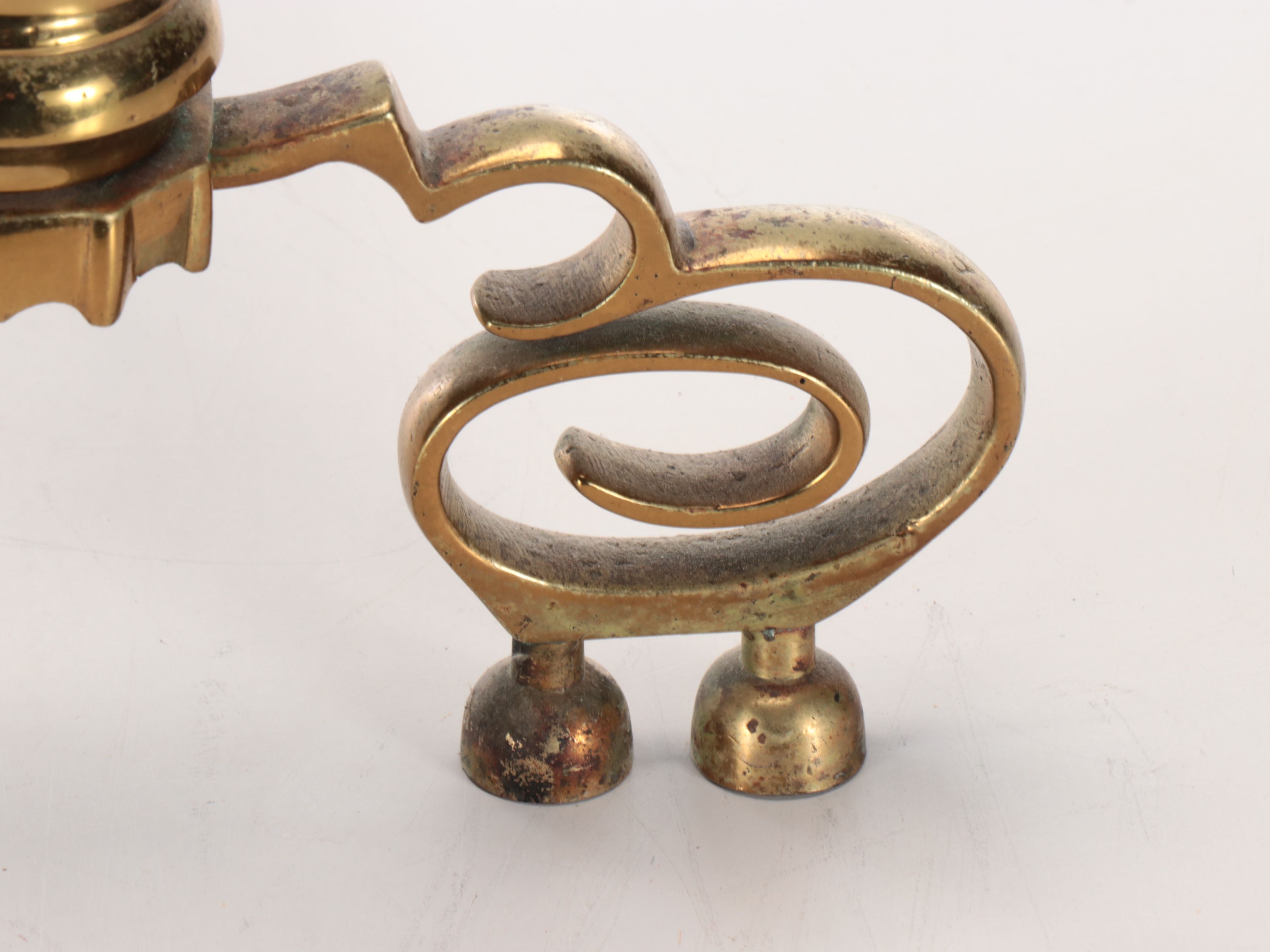 Victorian Brass Federal Style Andirons, Late 19th/ Early 20th Century