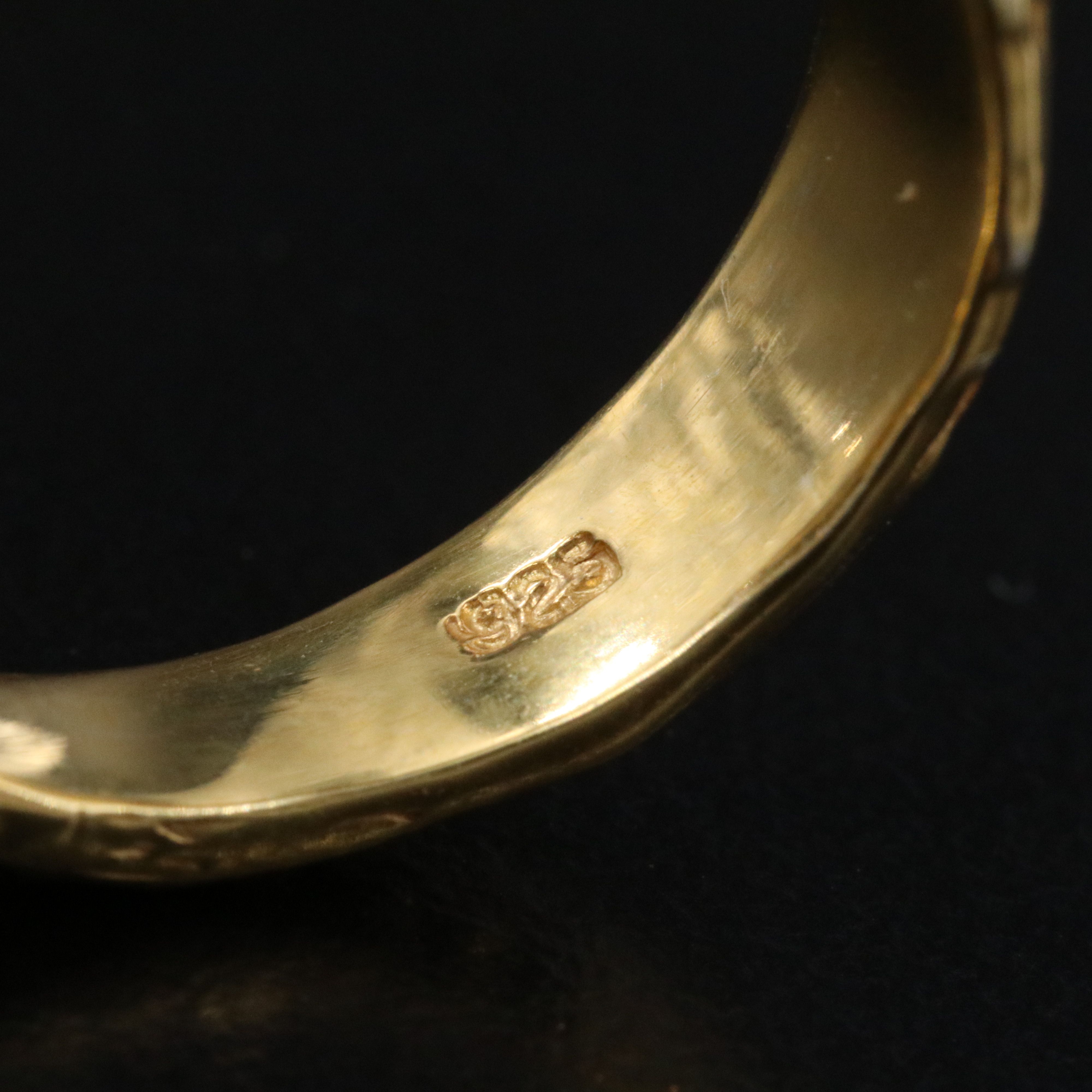 Gold Tone Sterling Ring with Filled Corundum and Amethyst