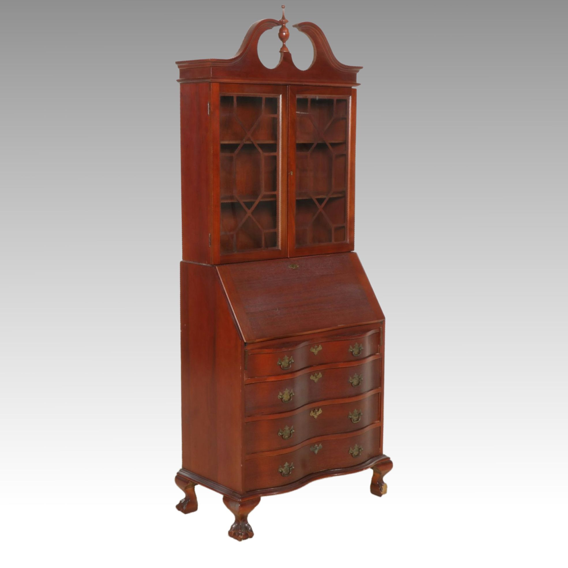 Federal Style Mahogany Serpentine Front Secretary Desk