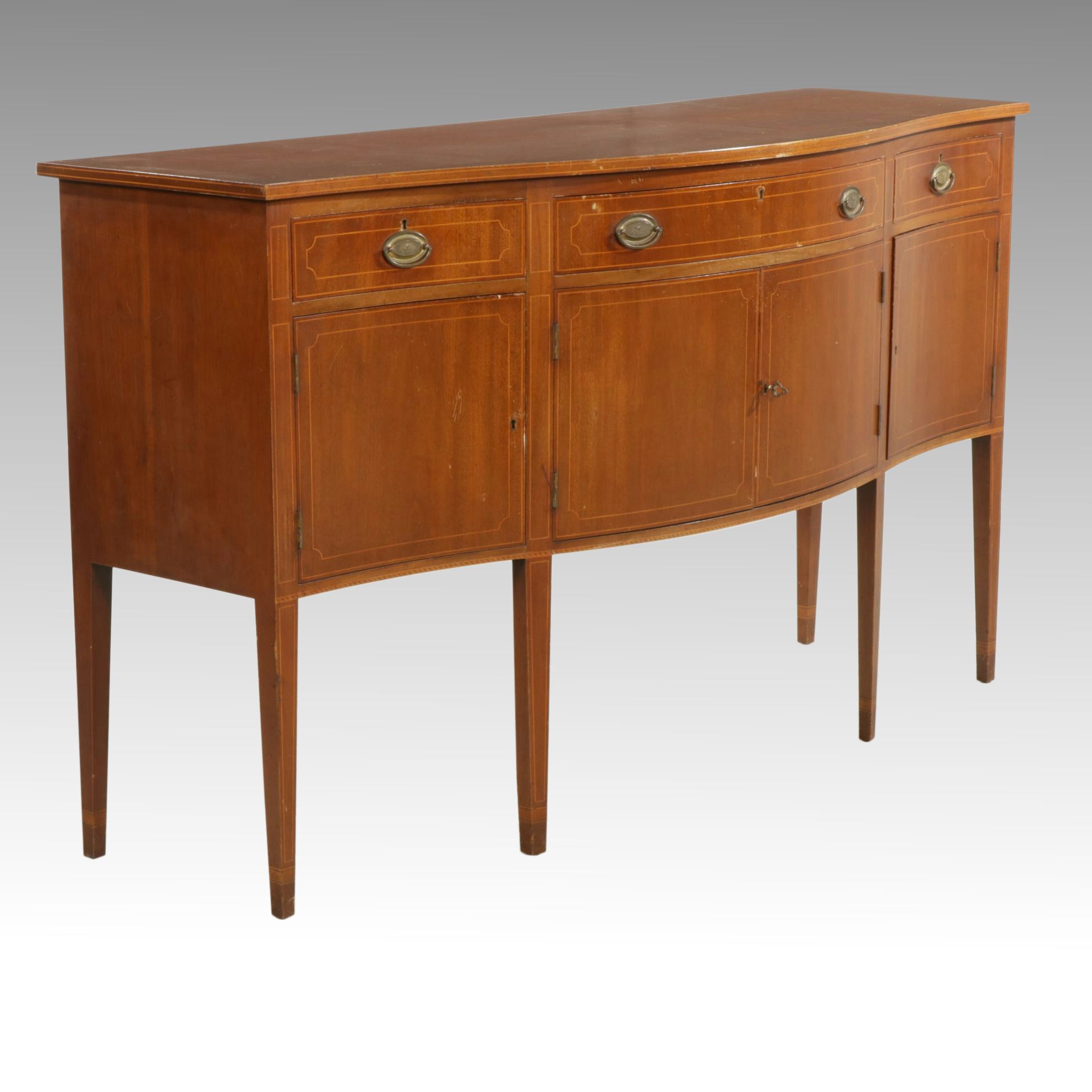 Biggs Hepplewhite Style Mahogany Sideboard with String Inlay, Mid-20th Century
