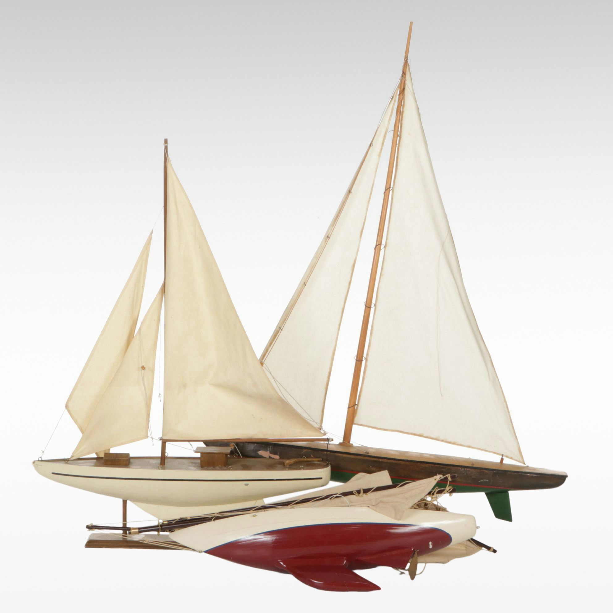 Hand Crafted Wooden Model Pond Yachts and Sail Boats