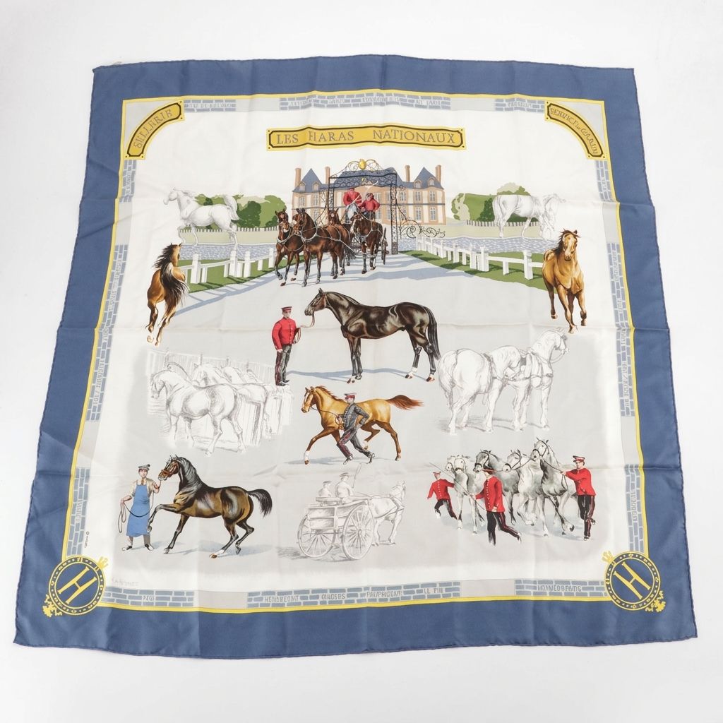 Hermès "Les Haras Nationaux" Scarf 90 in Silk Twill