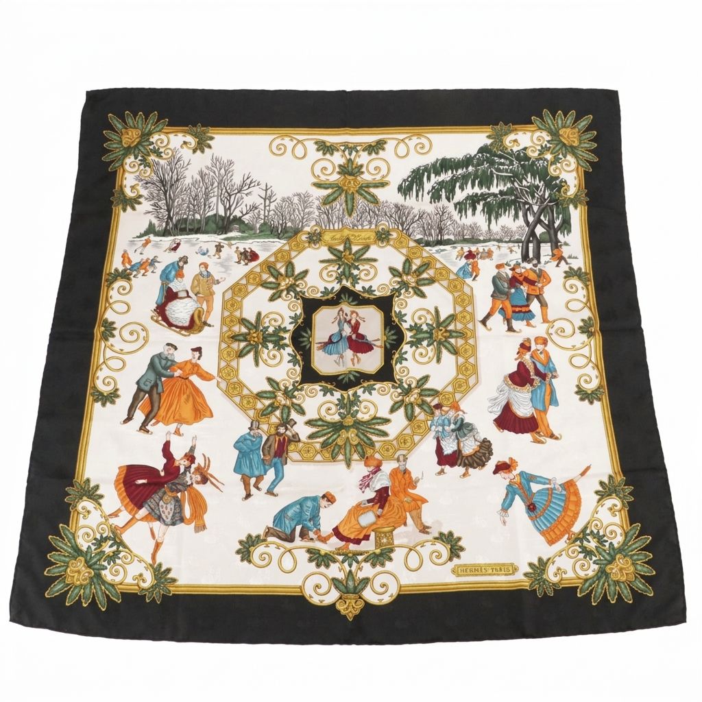 Hermès "Joies d'Hiver" Scarf 90 in Silk Jacquard