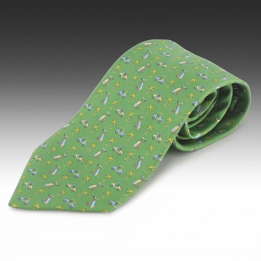Salvatore Ferragamo Whimsical Golf Motif Necktie in Silk Twill