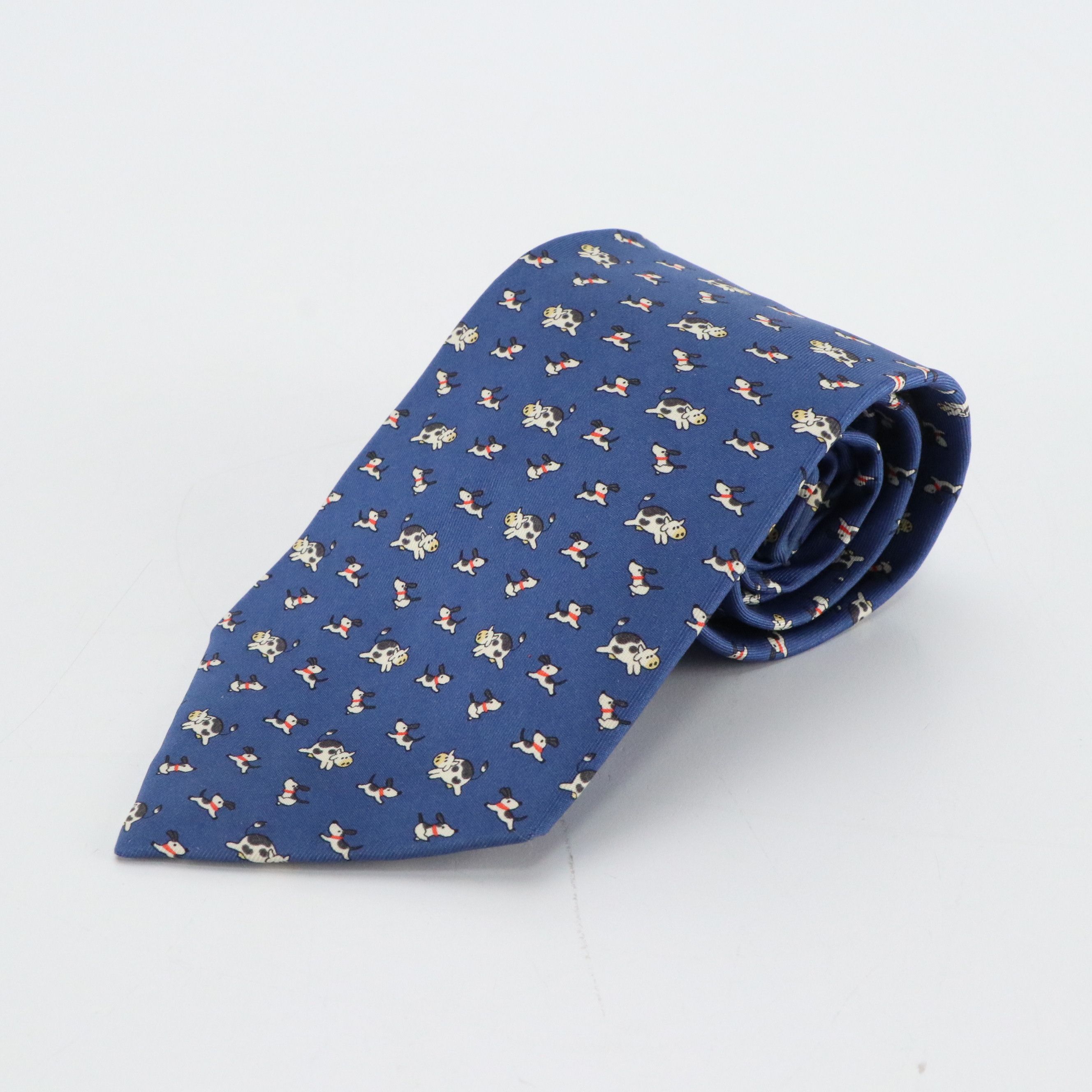 Salvatore Ferragamo Whimsical Dog/Cow Print Necktie in Silk Twill