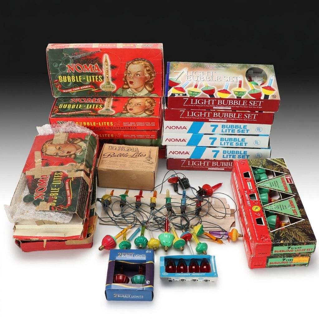 Noma and Other "Bubble-Lites" with G.E. "Merry Bright" Christmas Lights