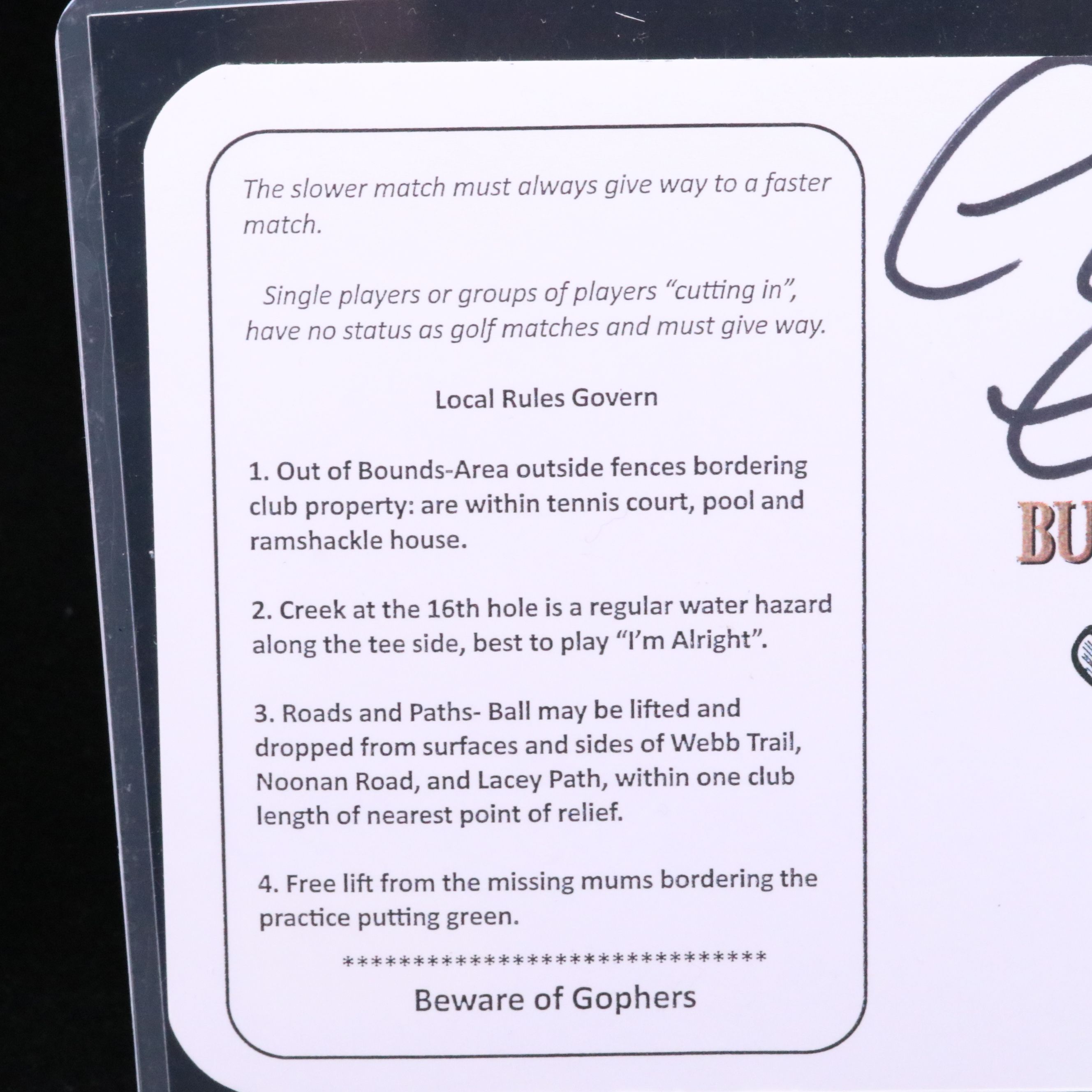 Chevy Chase Signed Bush Wood Country Club "Caddyshack" Scorecard, Beckett