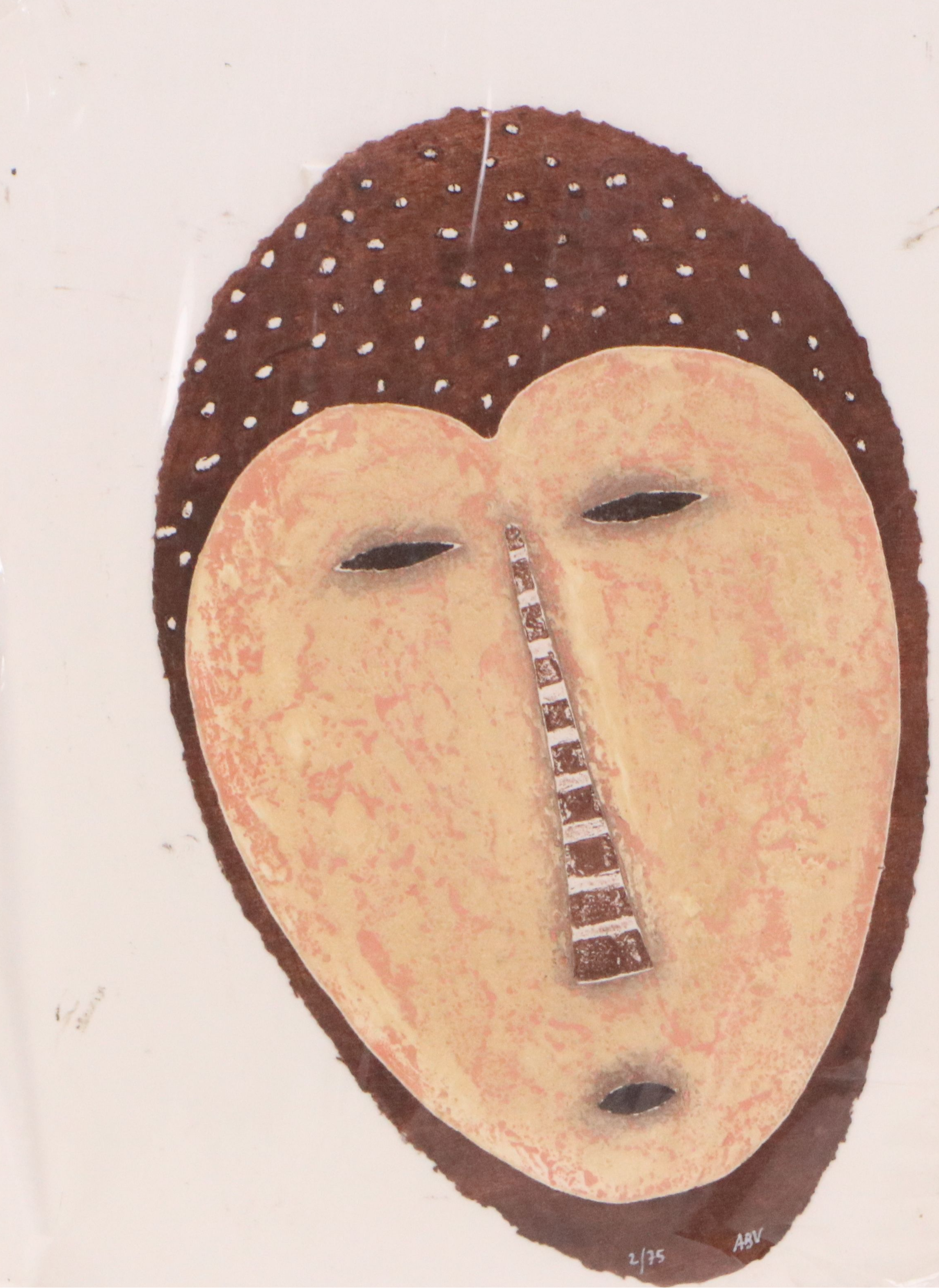 Alain Berck-Vitz African Mask Etching "Serenity"