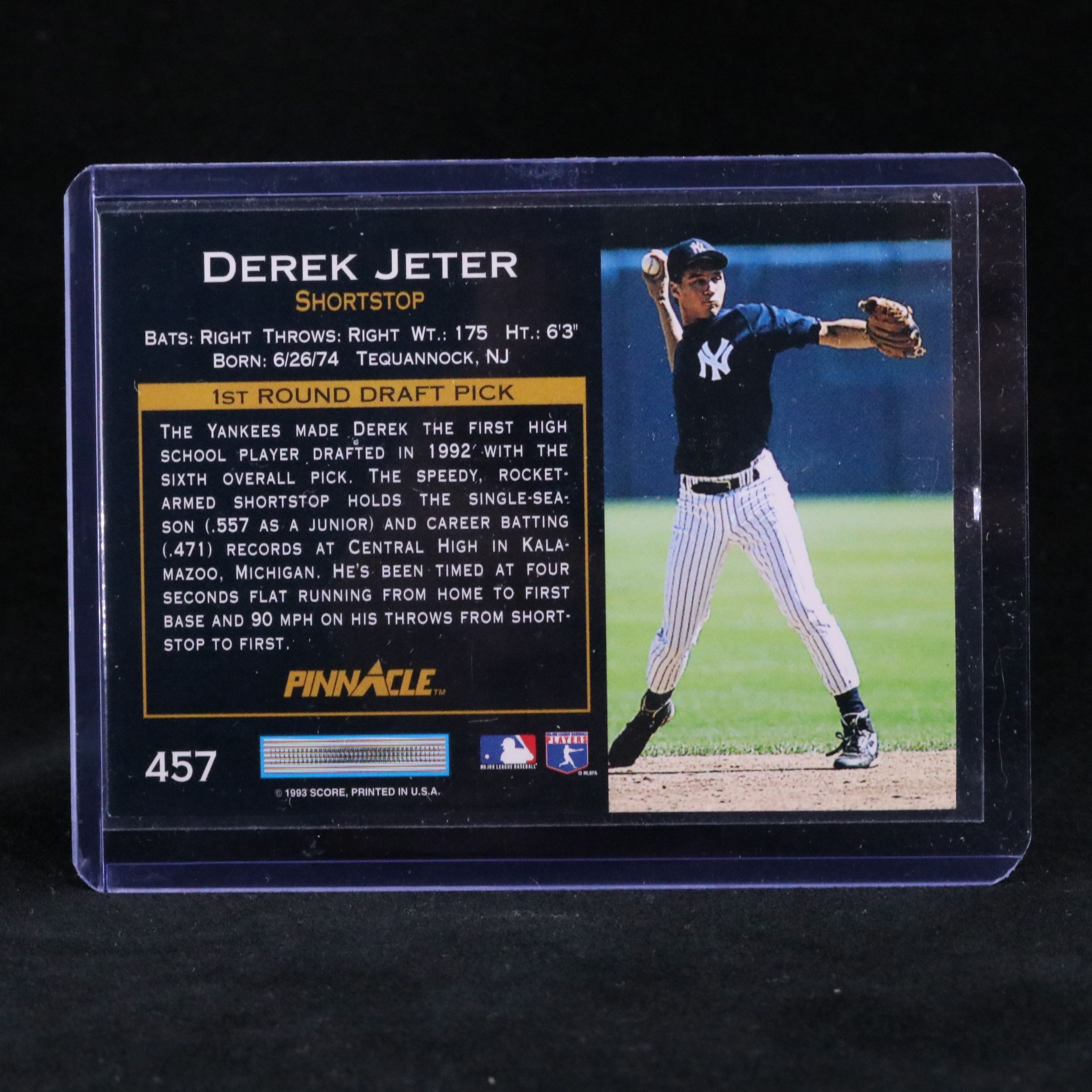 1993 Pinnacle Derek Jeter New York Yankees Rookie Baseball Card