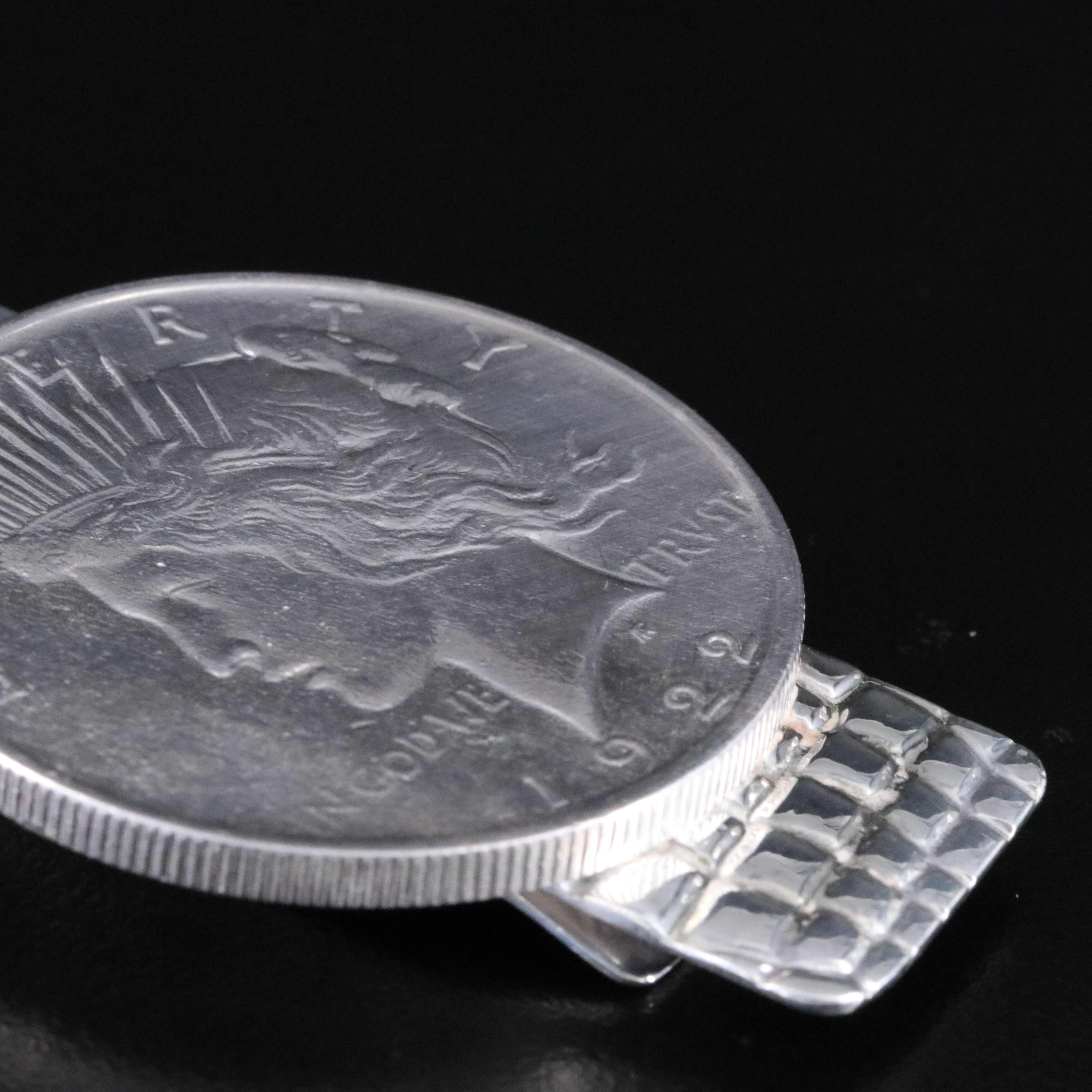 Tiffany & Co. Sterling Alligator Money Clip with 1922 Peace Silver Dollar