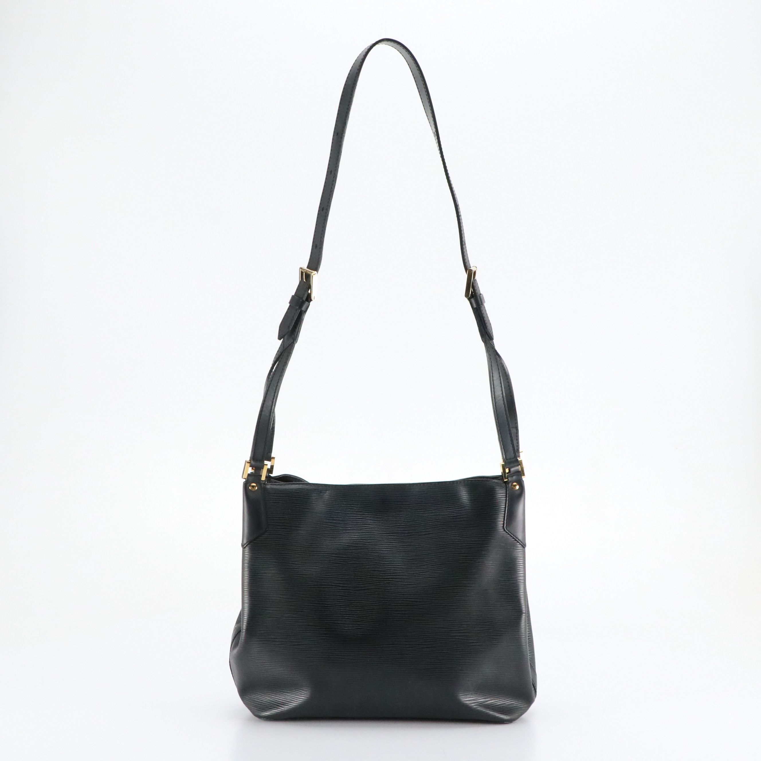 Louis Vuitton Mandara MM Bucket Tote Bag in Black Epi and Smooth Leather