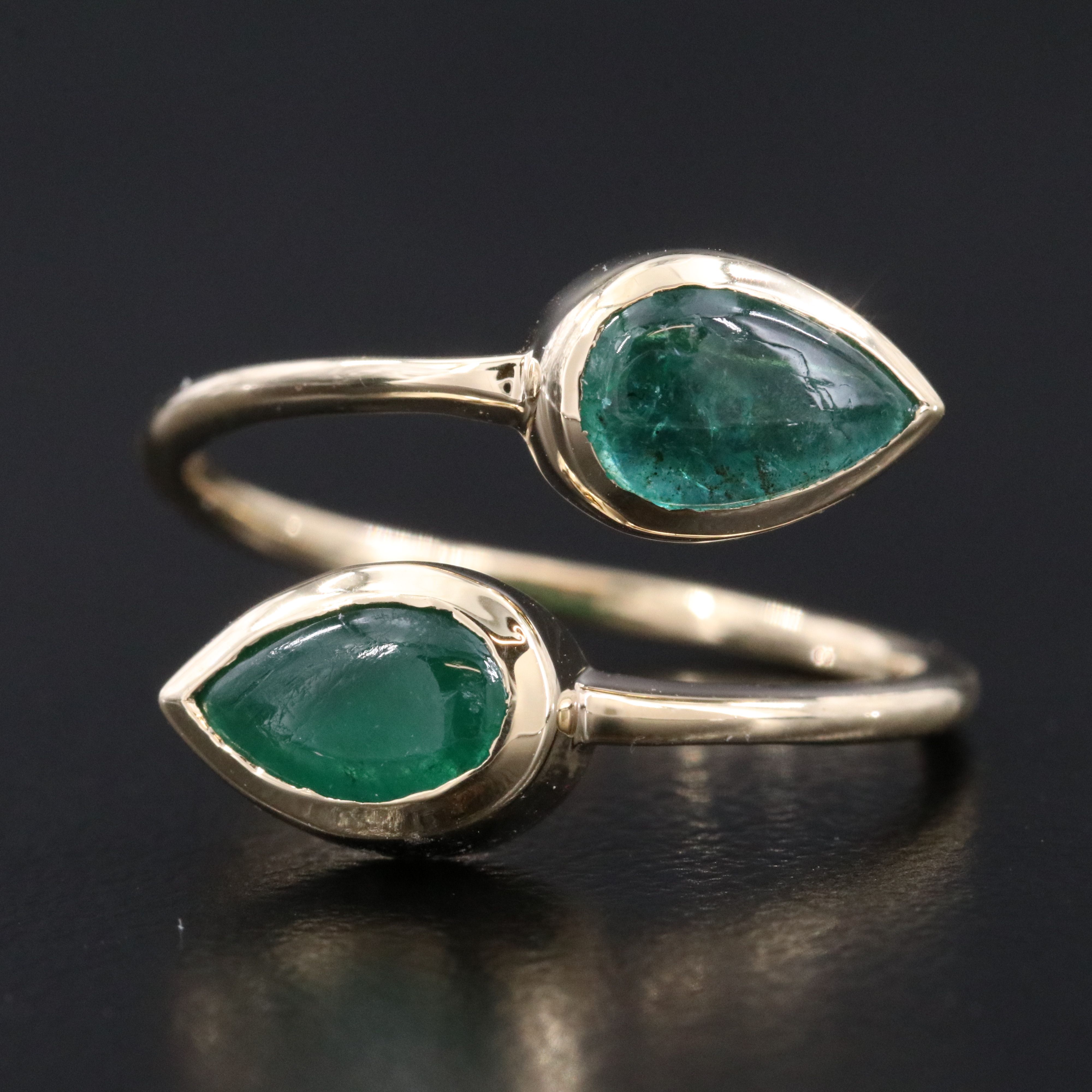 14K 2.00 CTW Emerald Bypass Ring