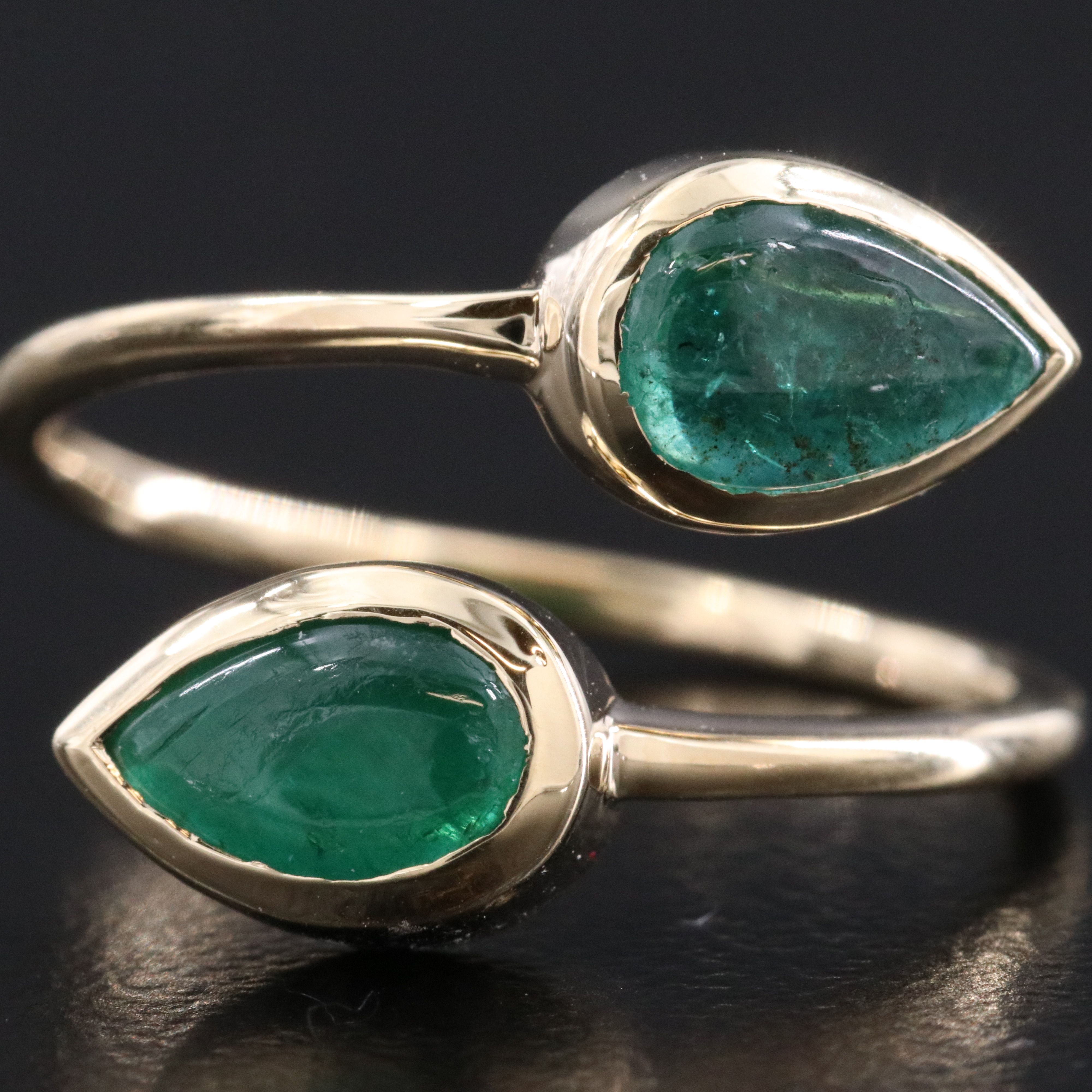 14K 2.00 CTW Emerald Bypass Ring