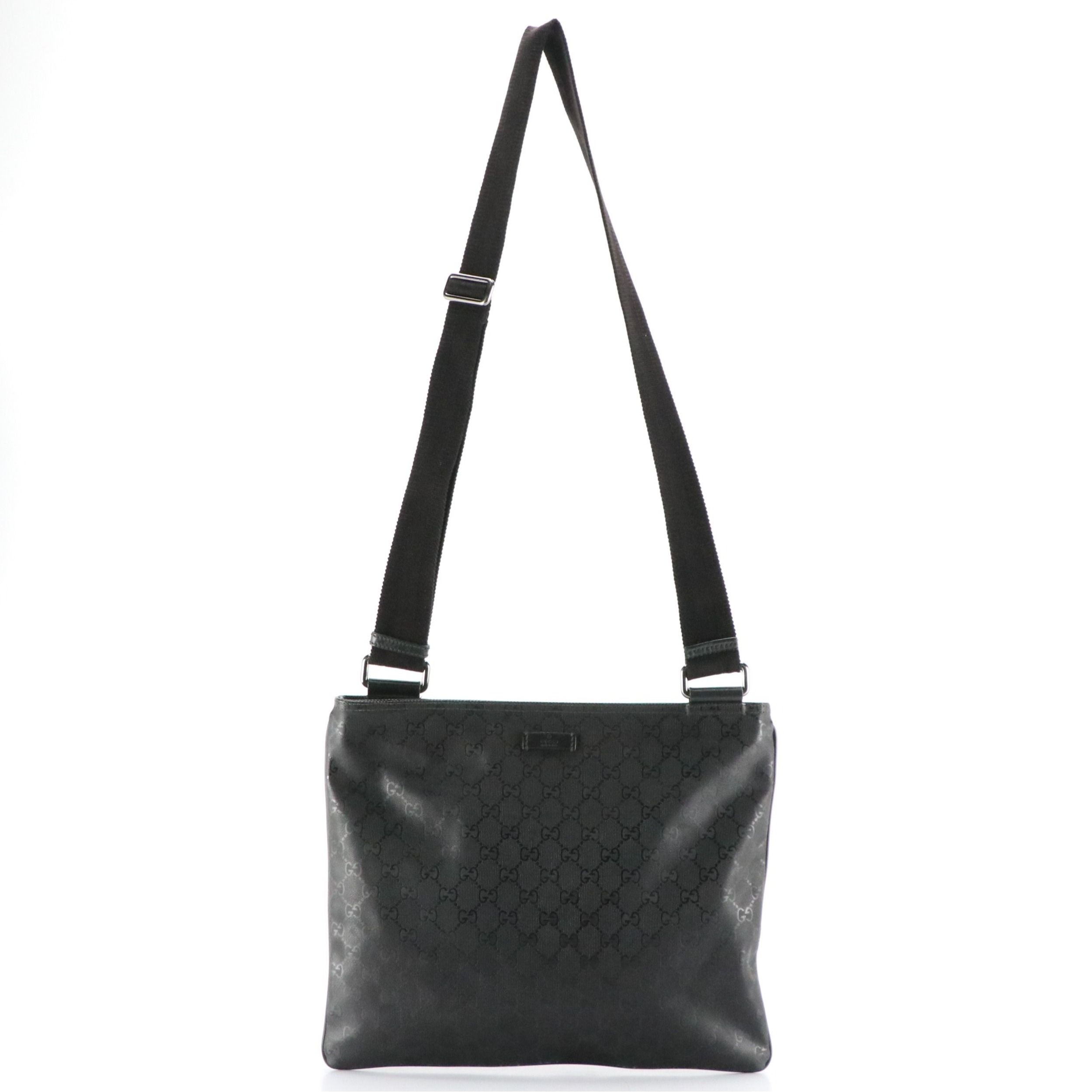 Gucci Black GG Imprimé Canvas Crossbody Messenger Bag