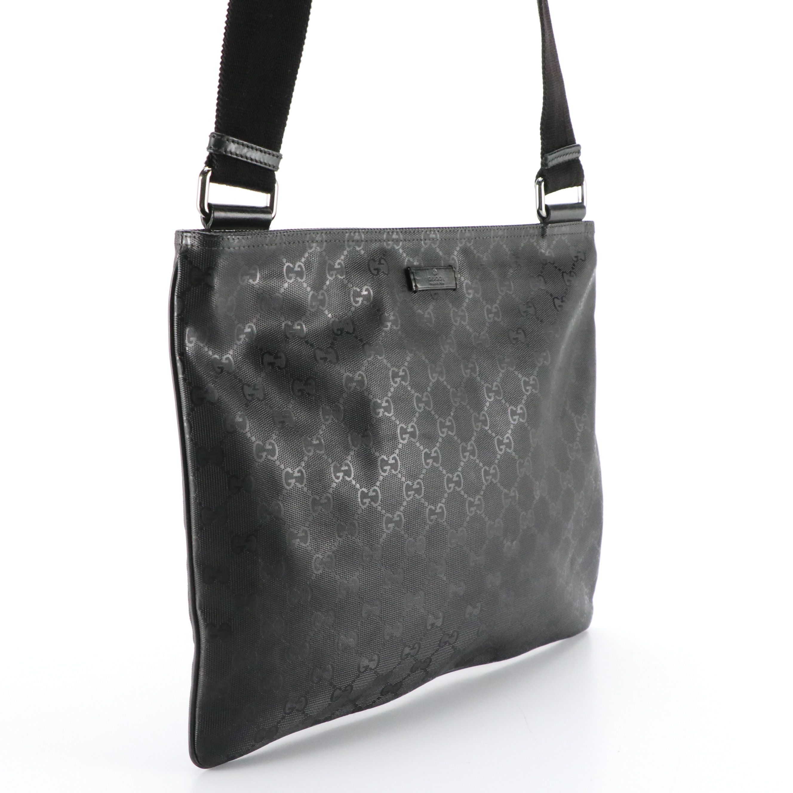 Gucci Black GG Imprimé Canvas Crossbody Messenger Bag