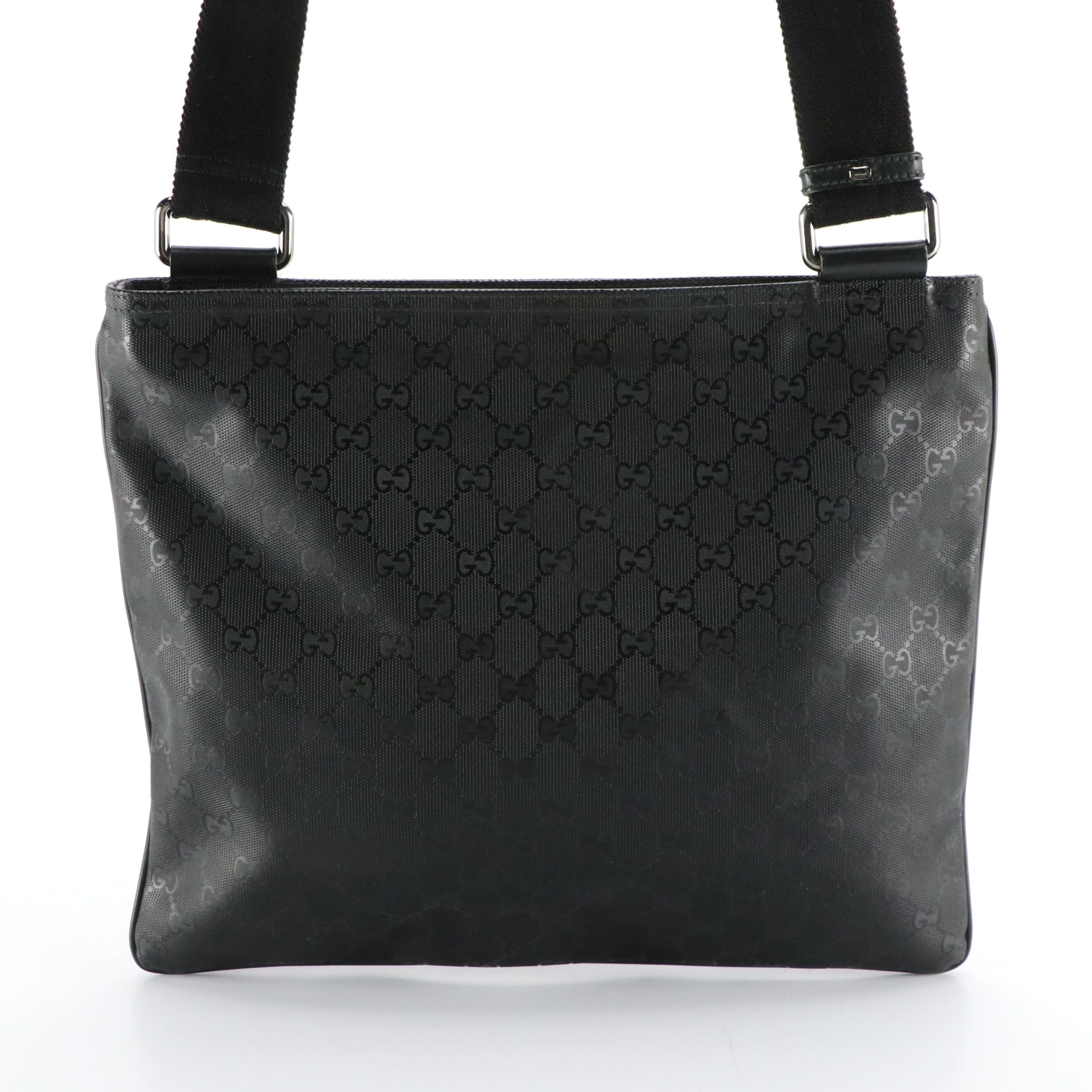 Gucci Black GG Imprimé Canvas Crossbody Messenger Bag
