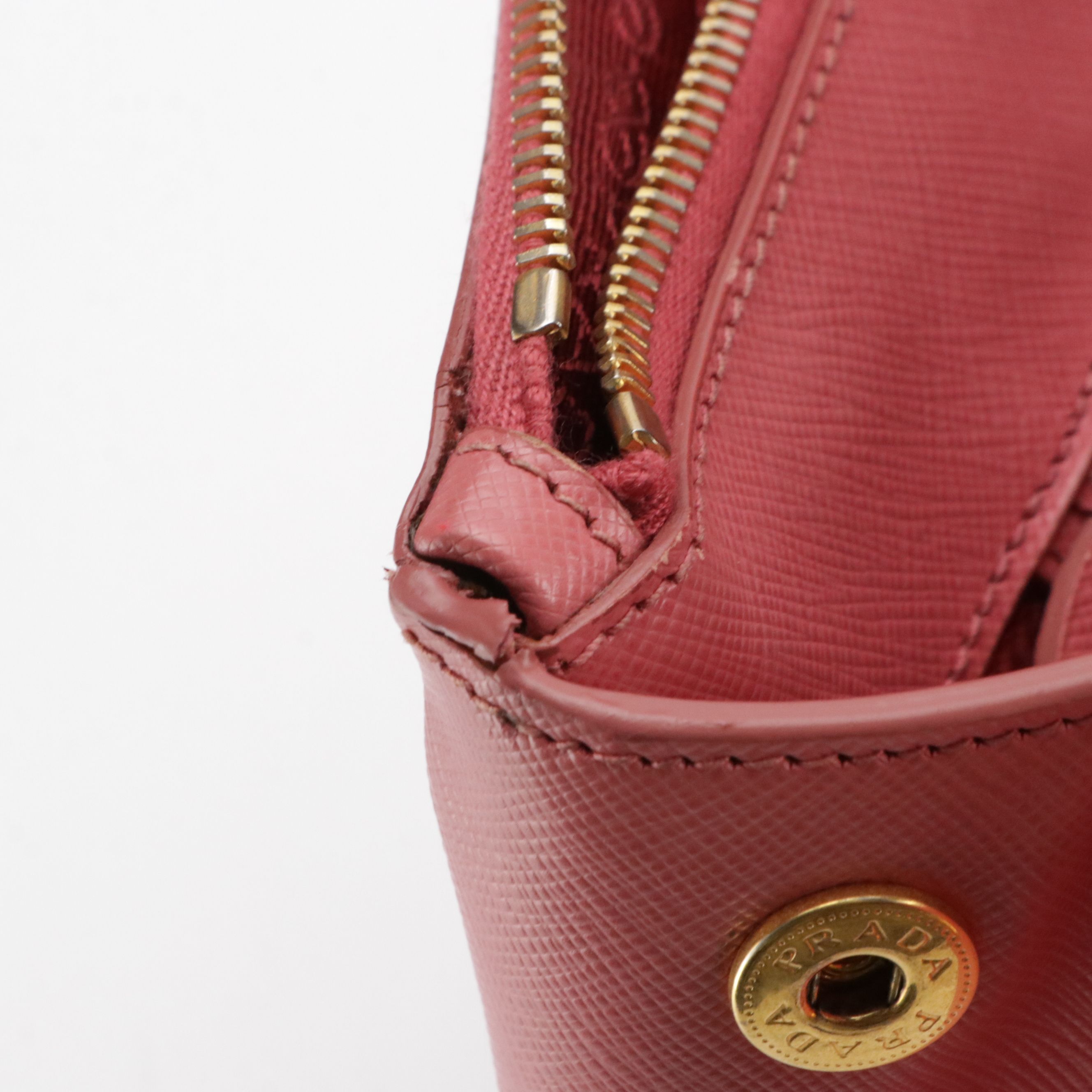 Prada Large Galleria Double Zip Top Handle Tote Bag in Pink Saffiano Leather