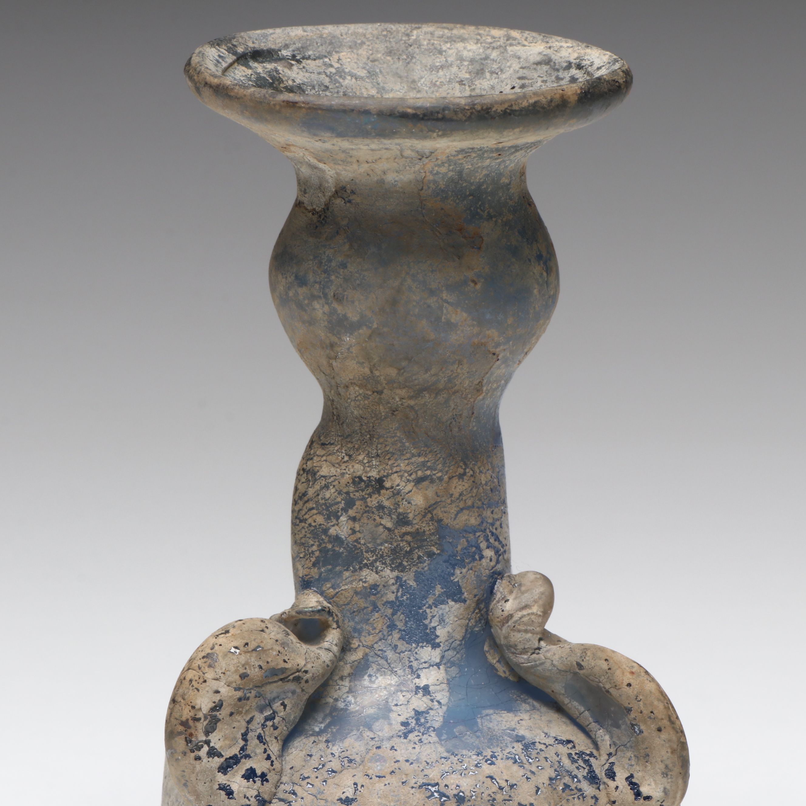 Ancient Roman Blue Glass Unguentarium Bottle
