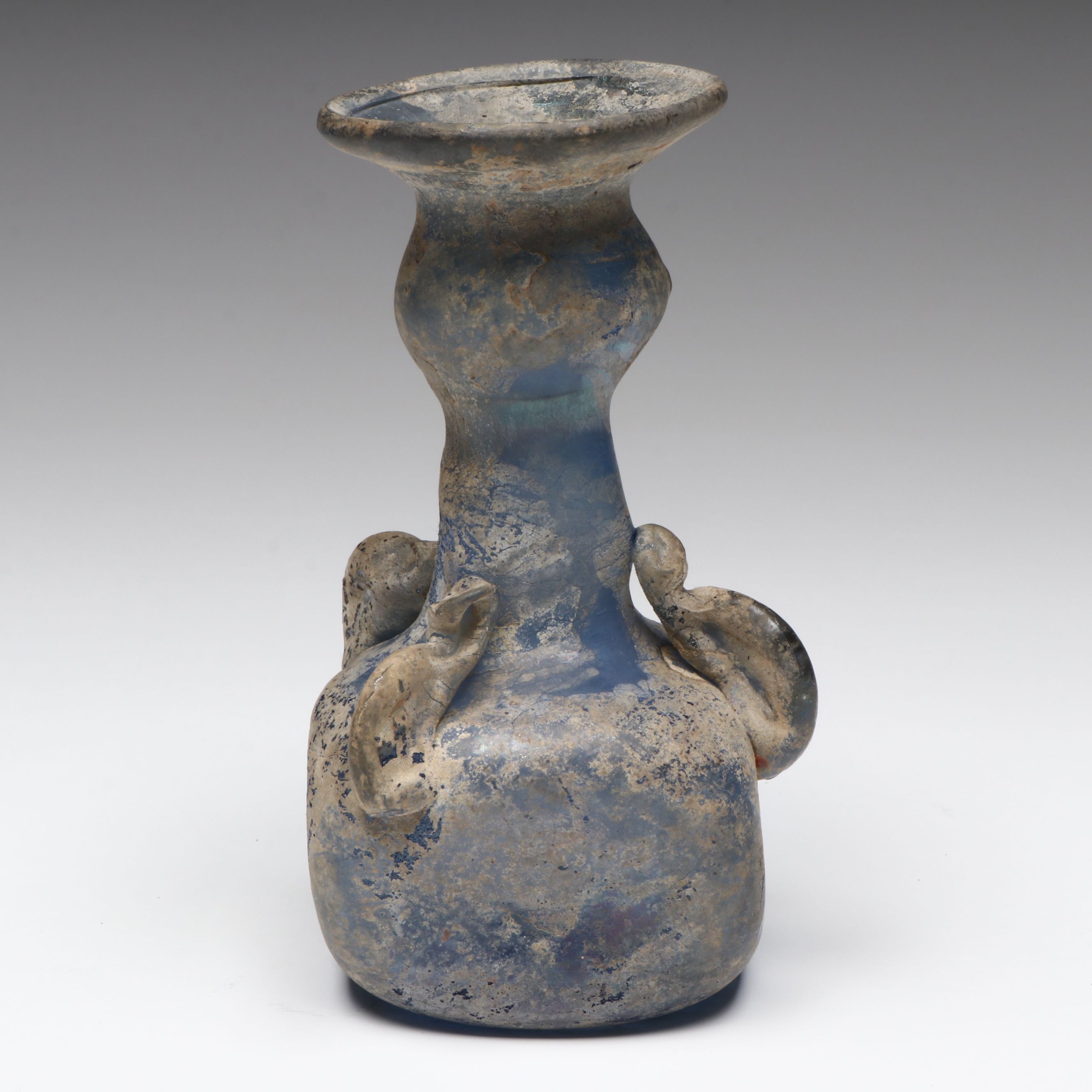 Ancient Roman Blue Glass Unguentarium Bottle