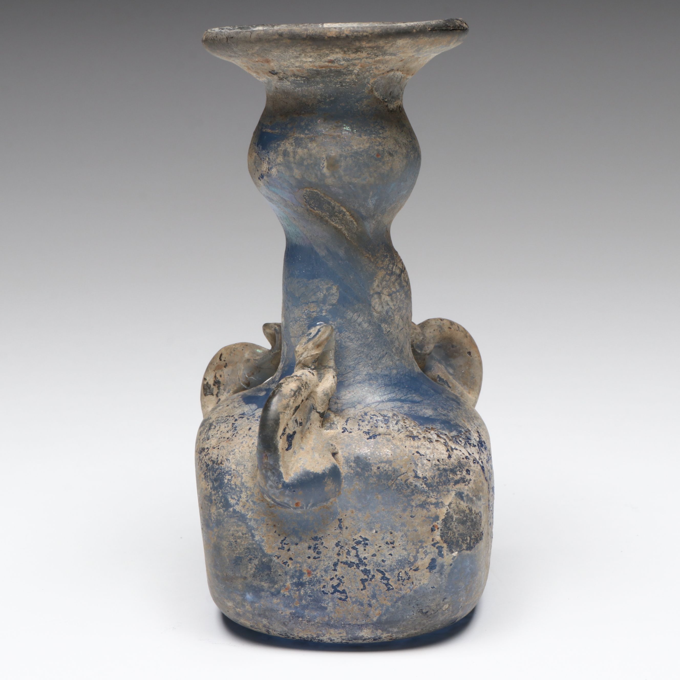 Ancient Roman Blue Glass Unguentarium Bottle