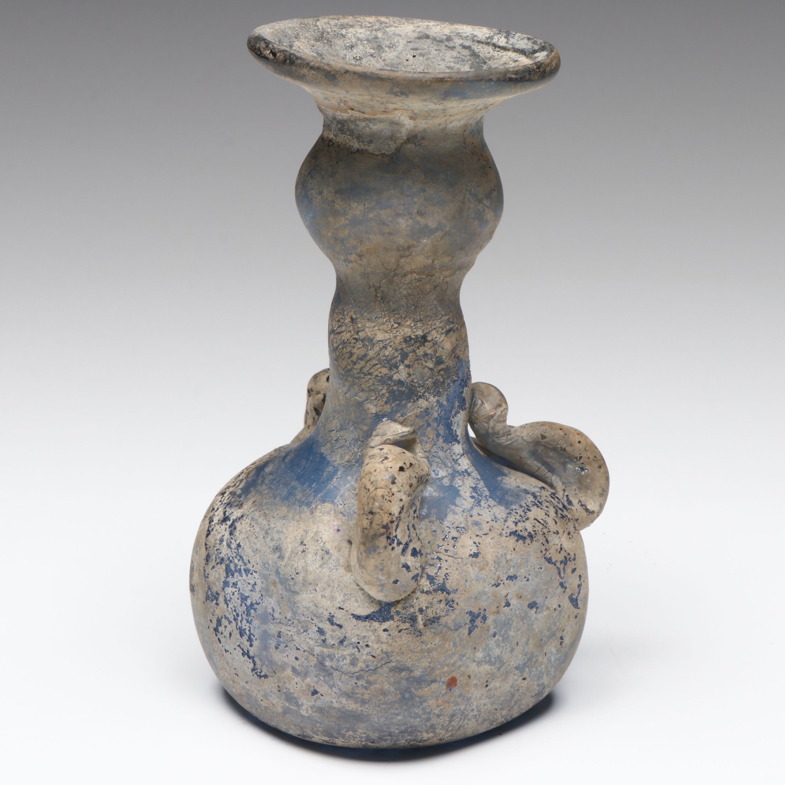 Ancient Roman Blue Glass Unguentarium Bottle